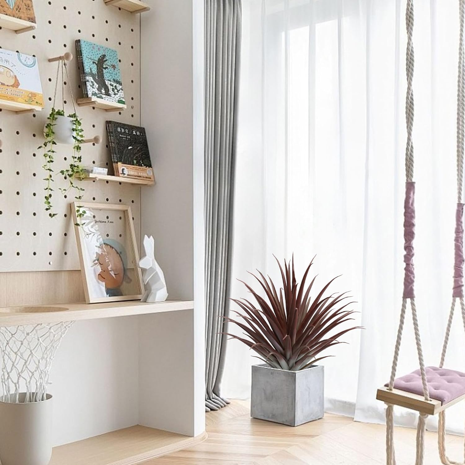 Momoplant 2 Pcs Artificial Aloe Vera Plants 27 Inch Red Fake Succulents Faux Agave Plant Potted