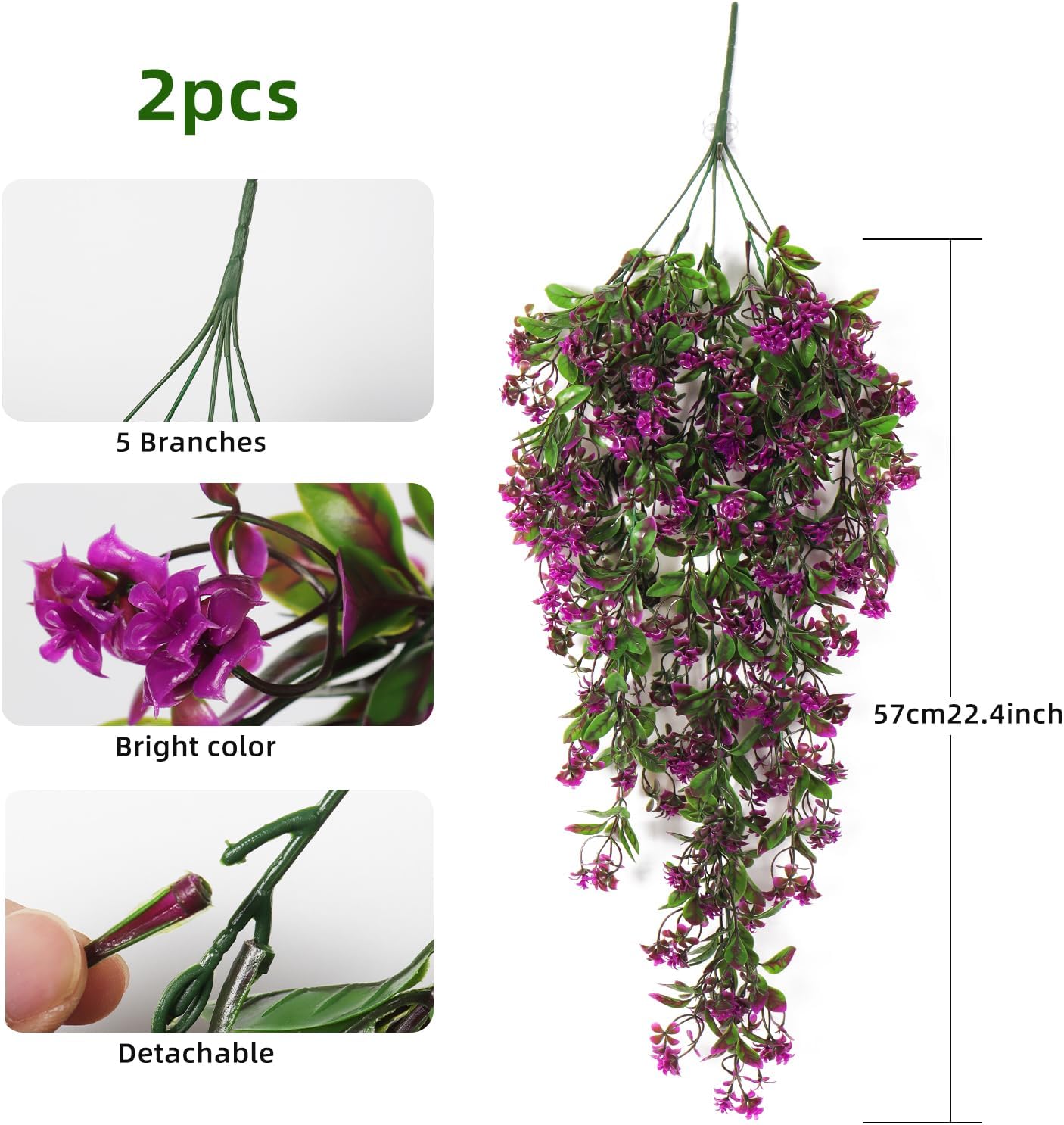 RECUTMS 2Pcs Artificial Hanging Plants Fuchsia
