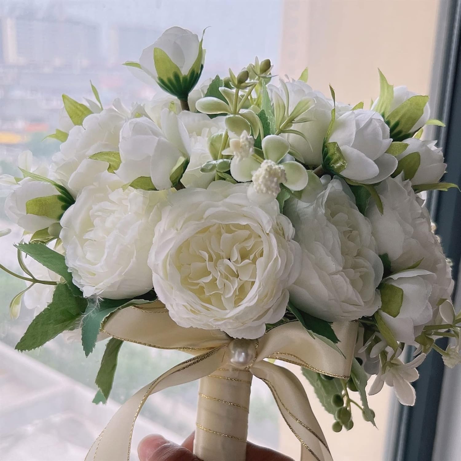Exquisite Artificial Flowers with Pots Wedding Bouquet Set