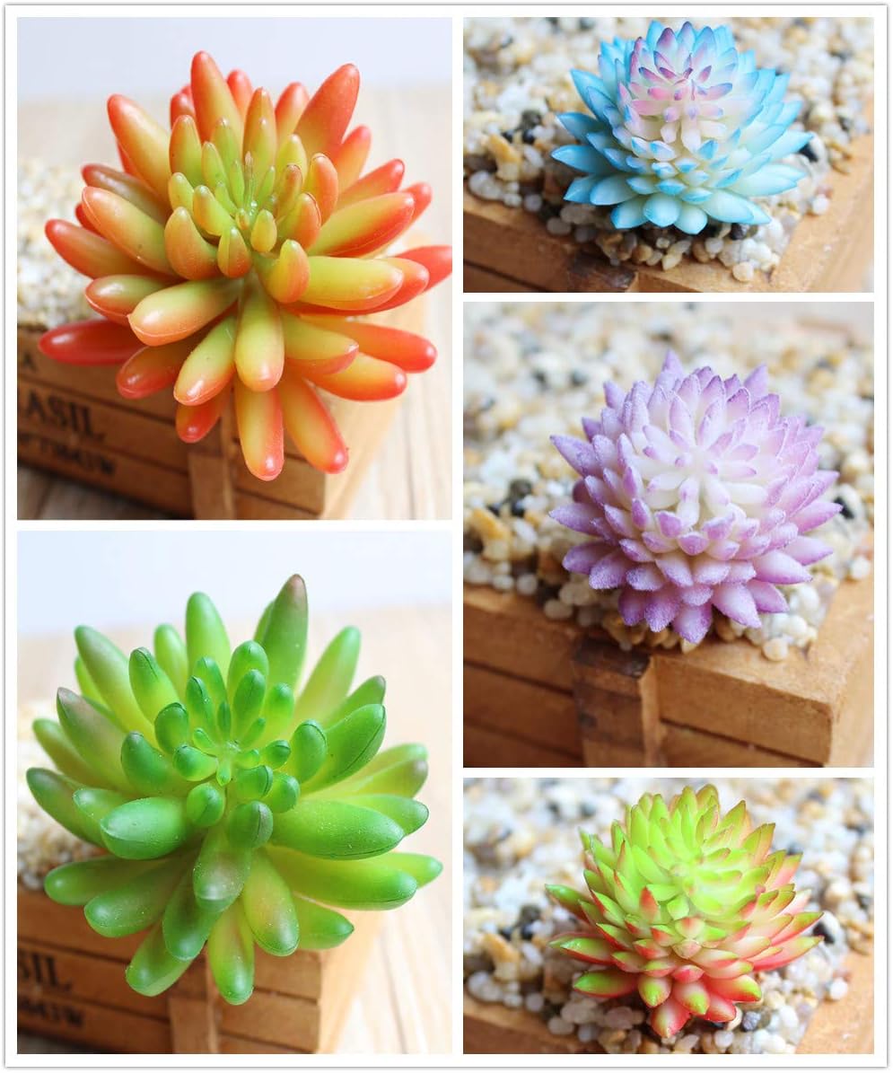 Zhiheng 11PCS Assorted Multicolor Artificial Succulent Plants
