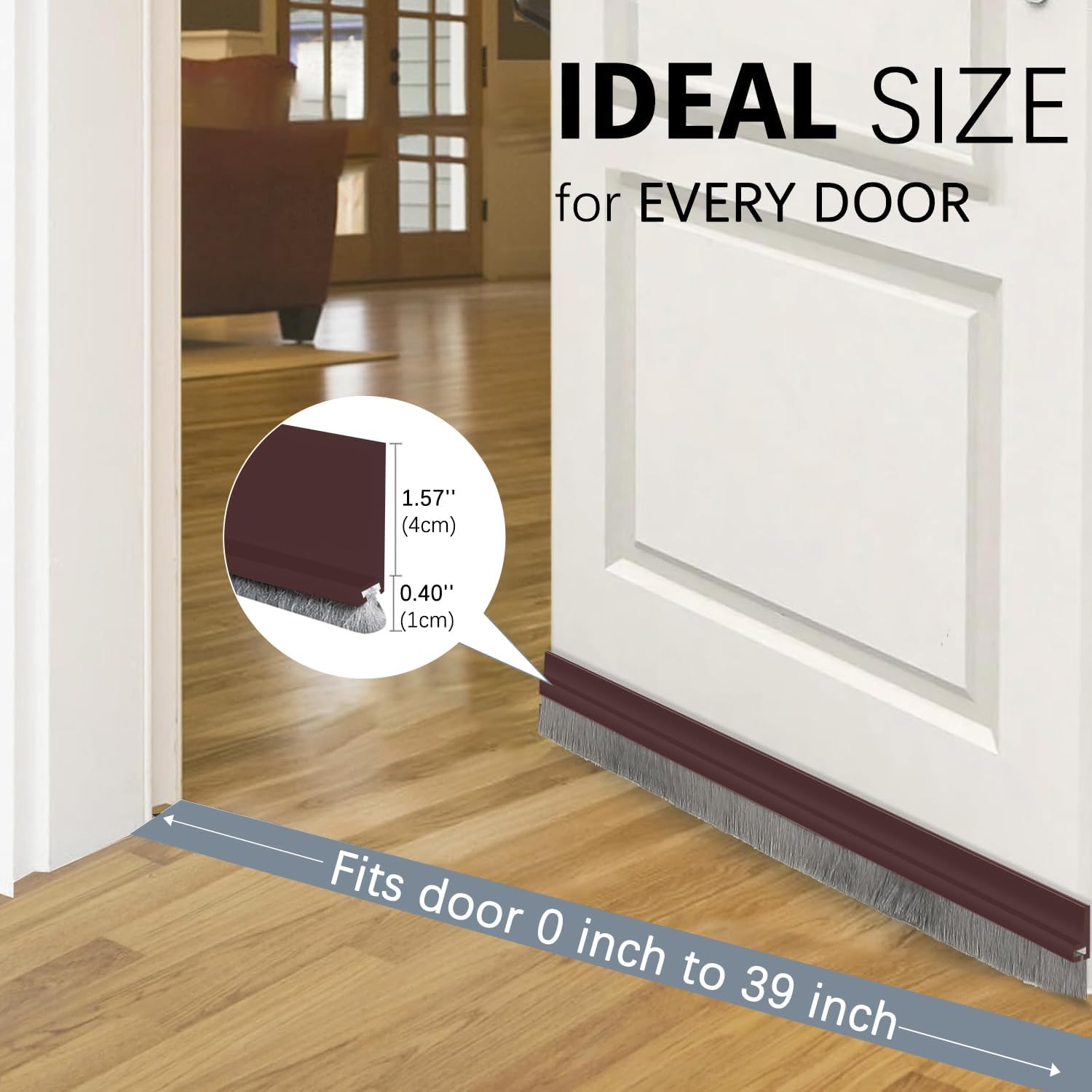 2 Pack Under Door Draft Stoppers with Brush Seal Brown