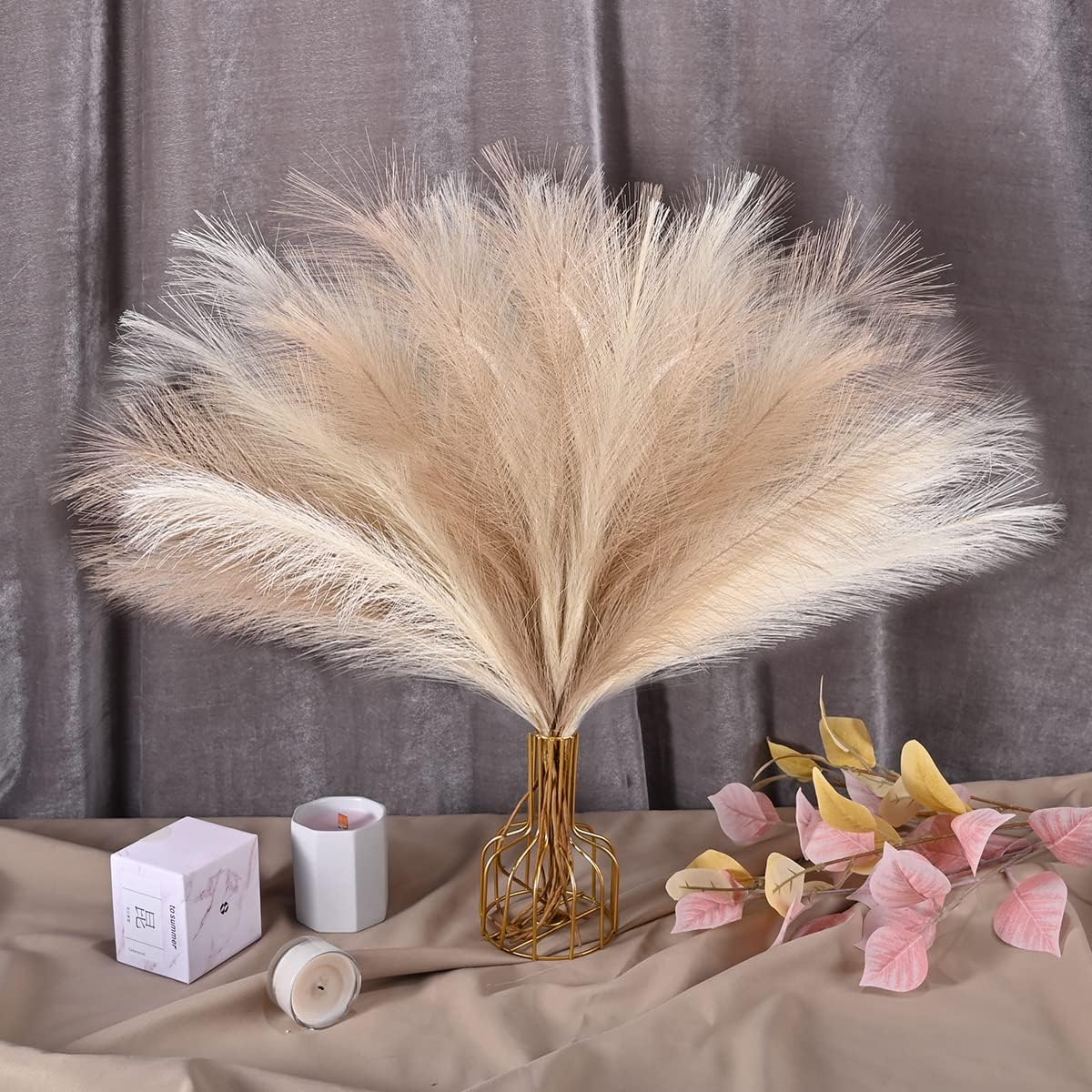 U-LIAN Faux Pampas Grass Beige 24 Inch 24PCS Decor