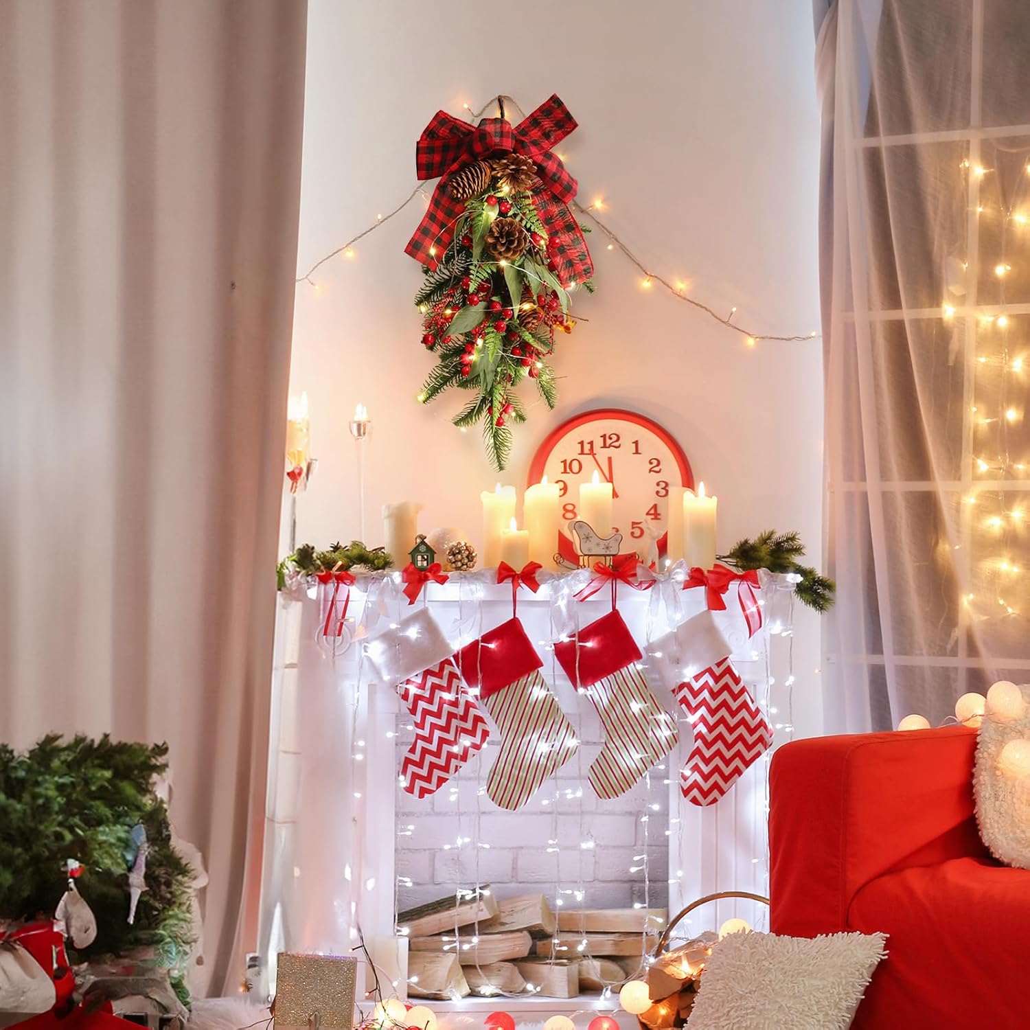RECUTMS Christmas Teardrop Swag Decor