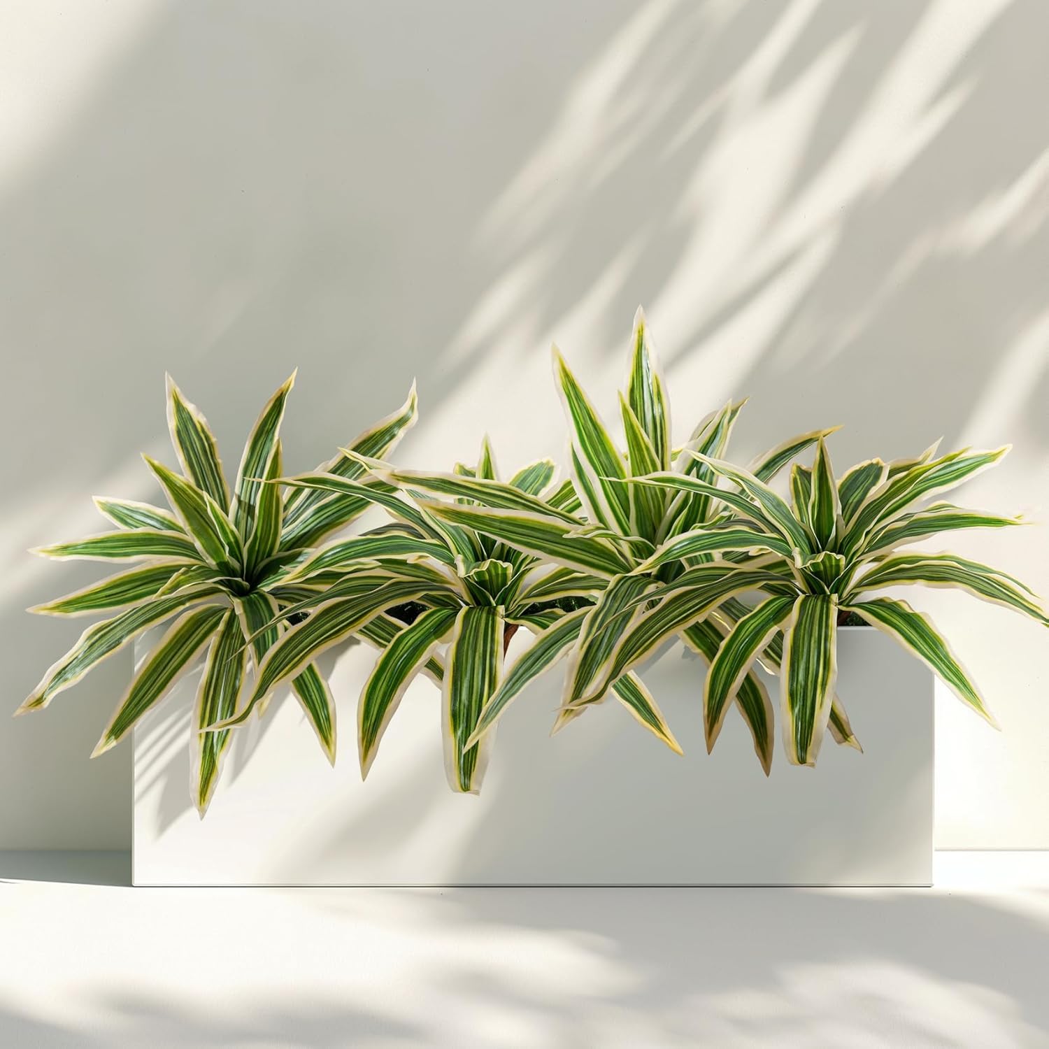 Yarmare 4 Pcs Artificial Dracaena Stems Greenery Plant Realistic Fake Leaves for Home Decor