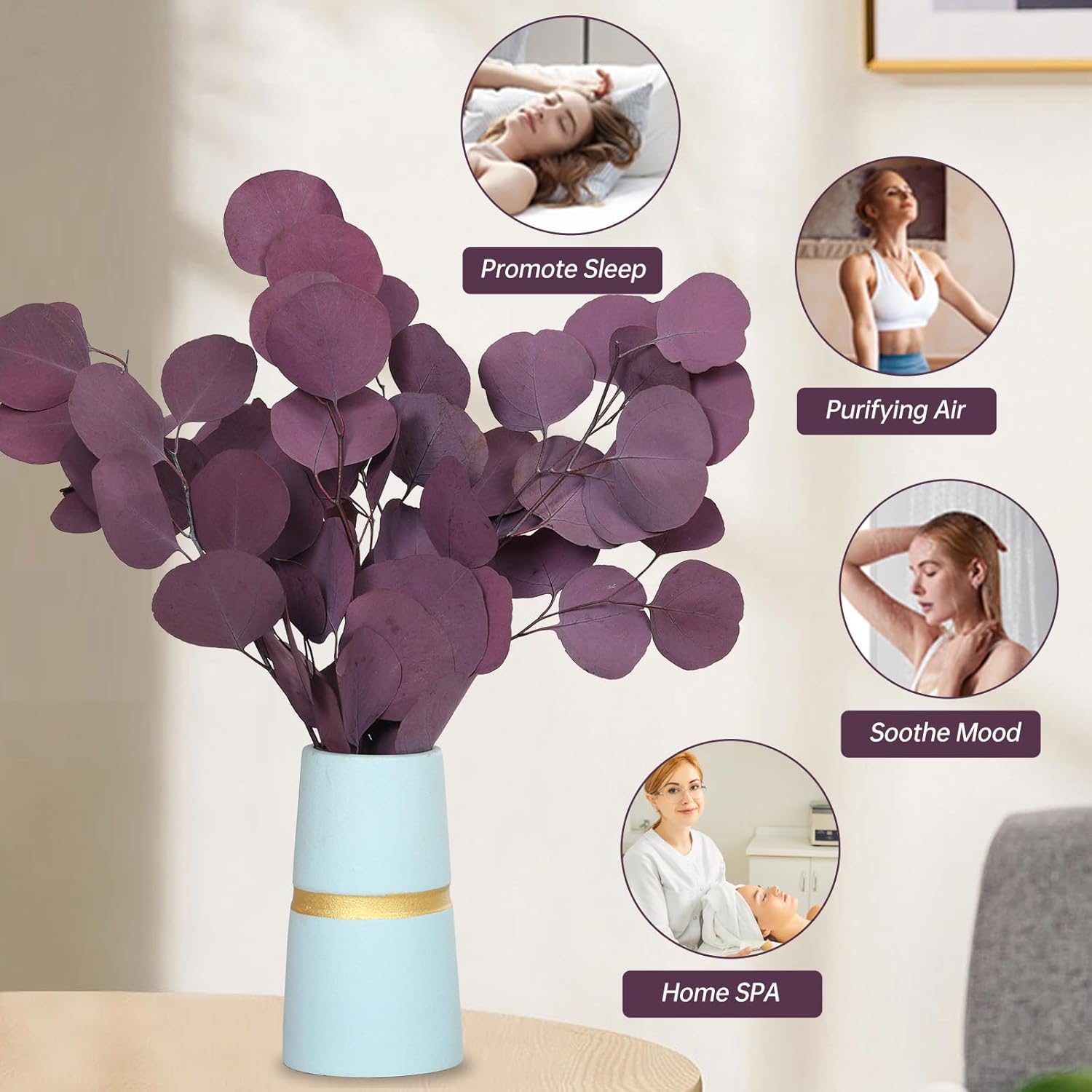 Preserved Dried Eucalyptus Stems for Vase Decor and Home Decor