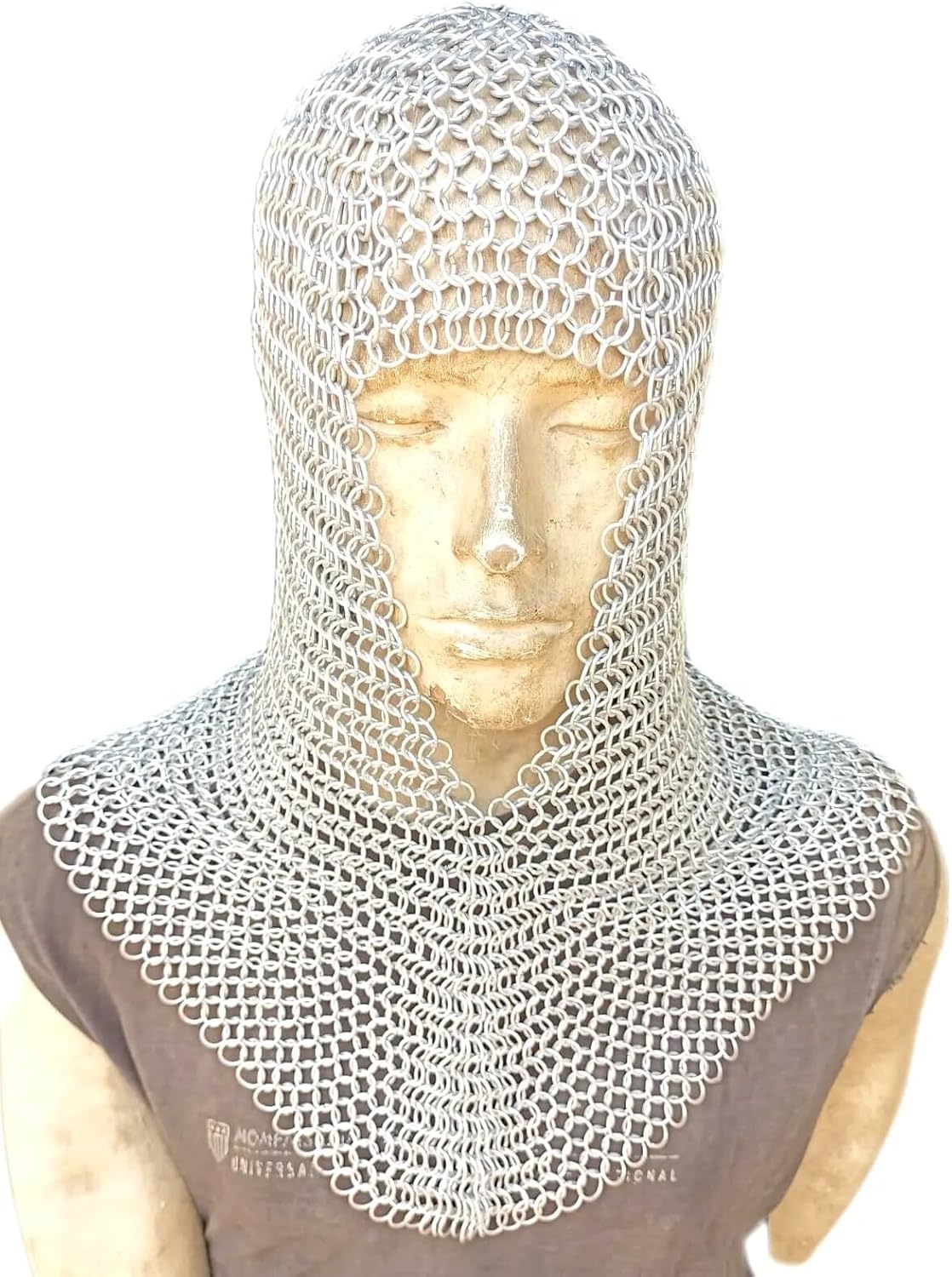 10 mm 16 Gauge Butted Aluminum Chain Mail Hood Coif Silver