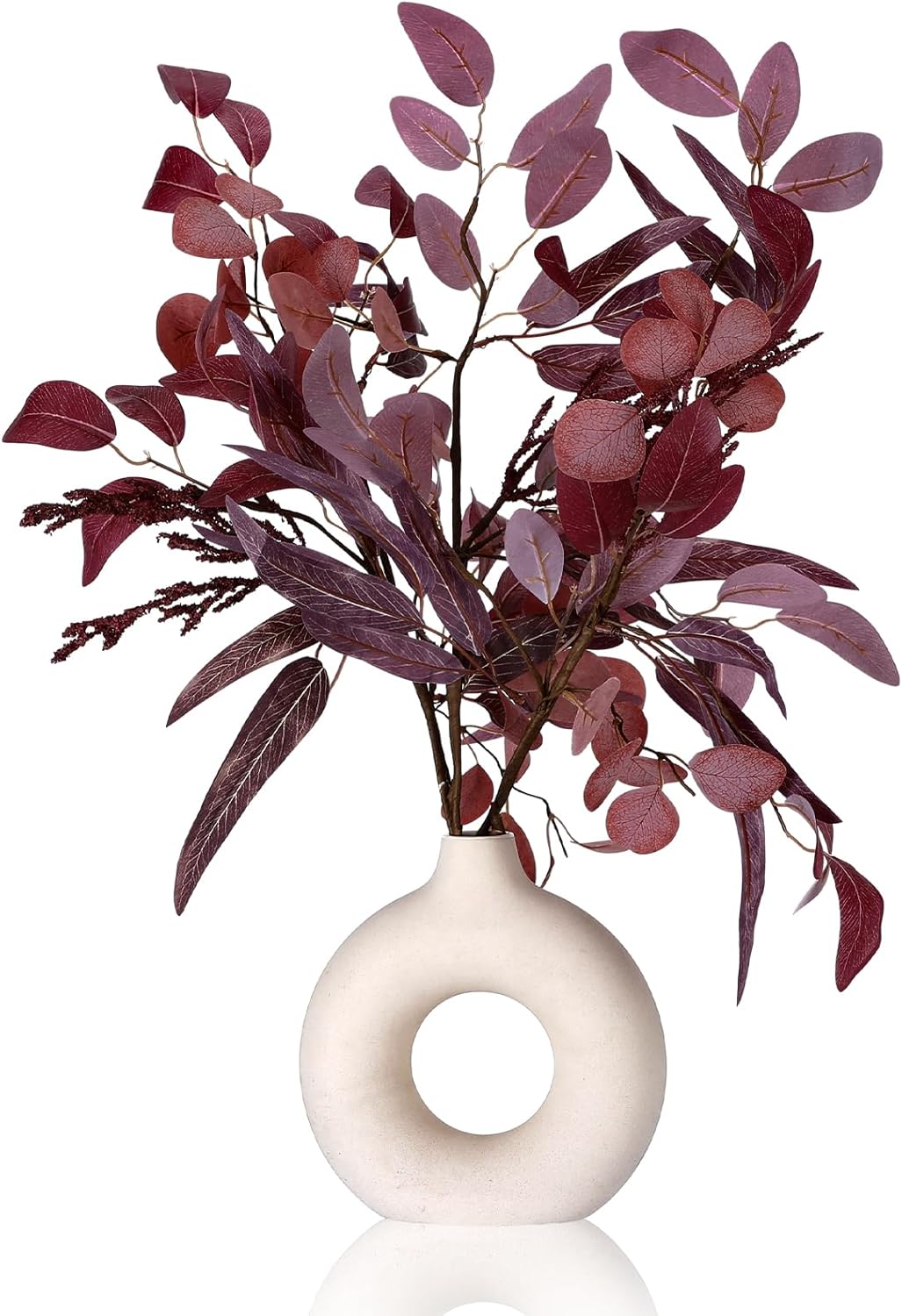 3 Pcs 30 Inch Burgundy Artificial Eucalyptus Stems for Fall Decor