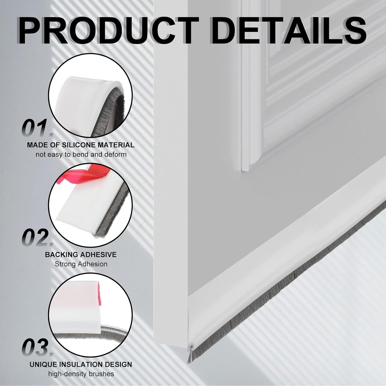 Uxcell 2 Pcs Door Bottom Sweep with Adhesive Brush