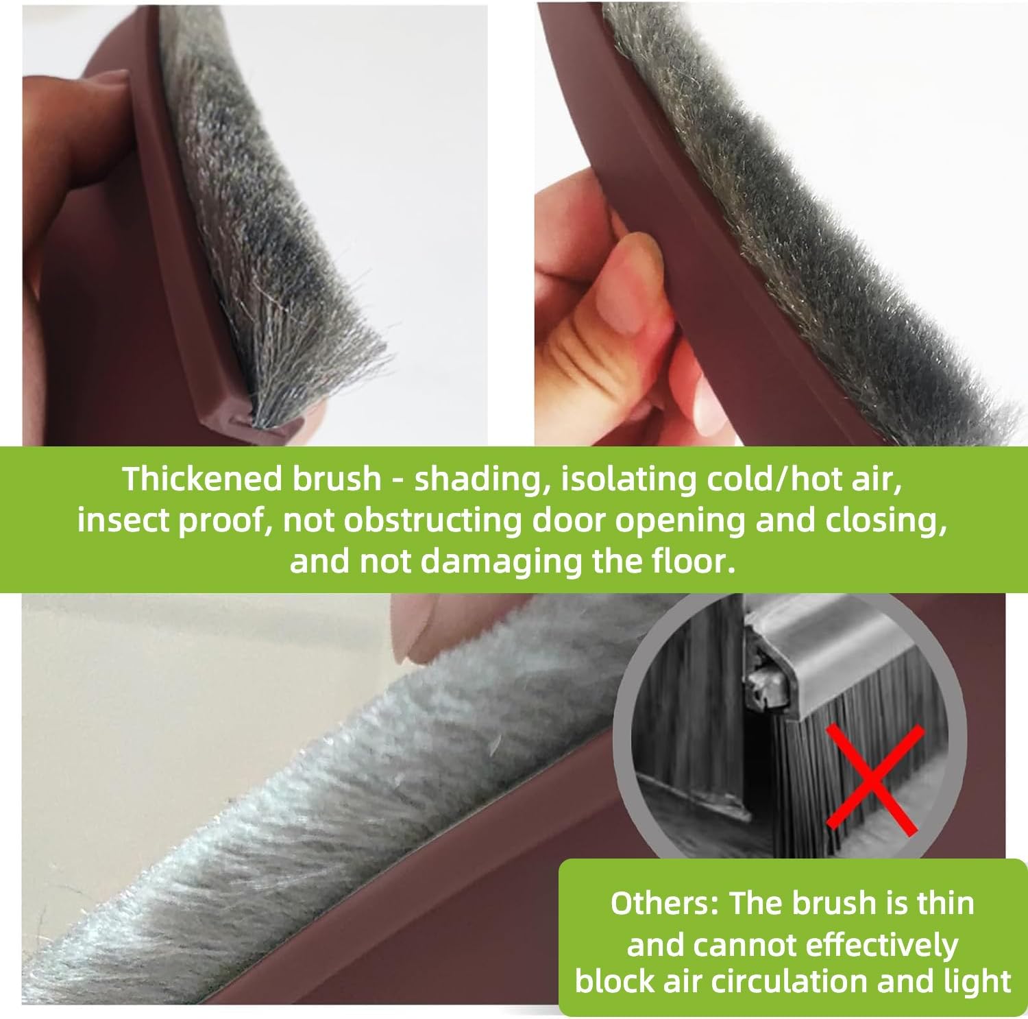 Dinglian Door Sweep Brush Draft Stopper 2 W x 39 L Brown
