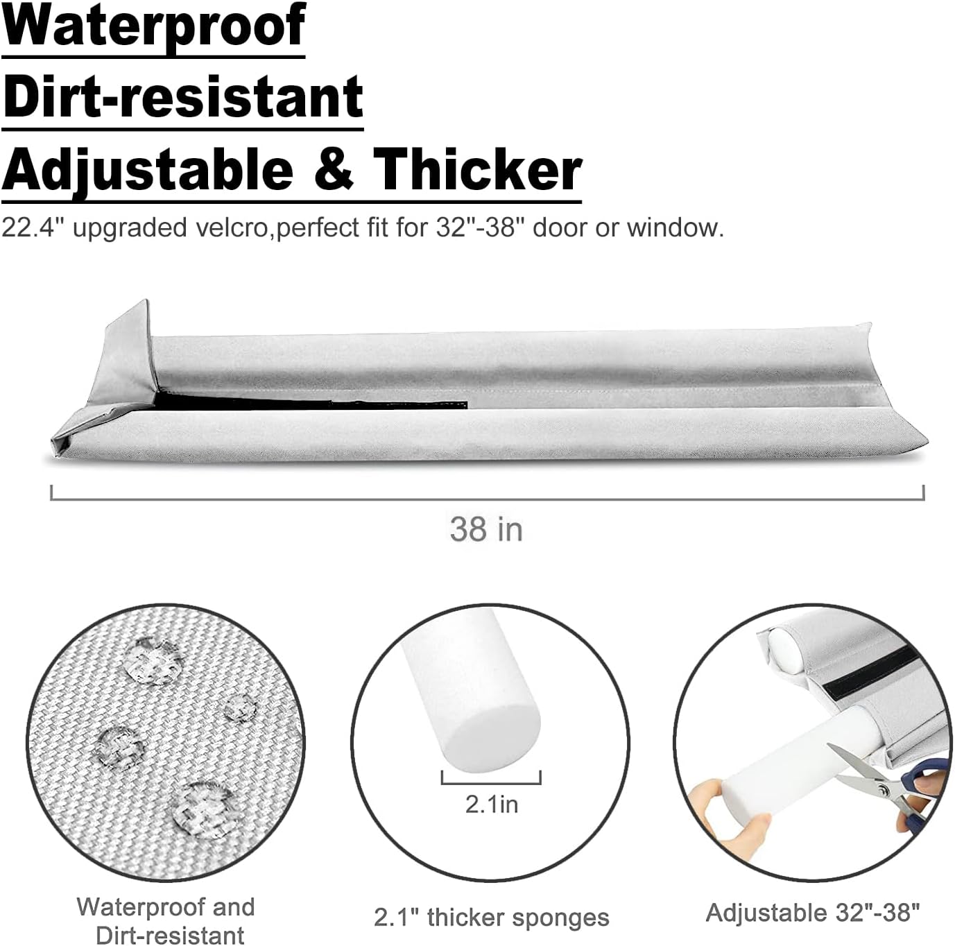 Gigbuff Cam Door Draft Stopper 30-36 Inch White