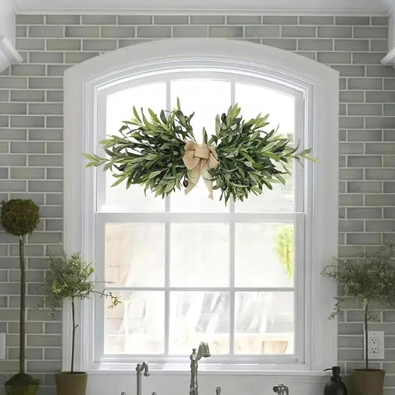 24 Inch Artificial Olive Floral Swag Wall Decor 2Pcs