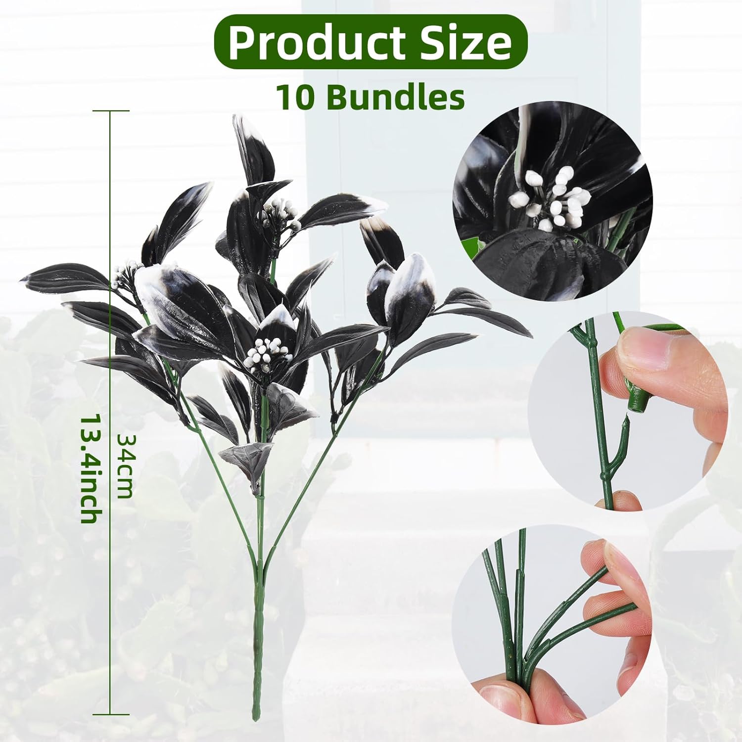 RECUTMS 10 Packs 134 In Black Artificial Shrubs