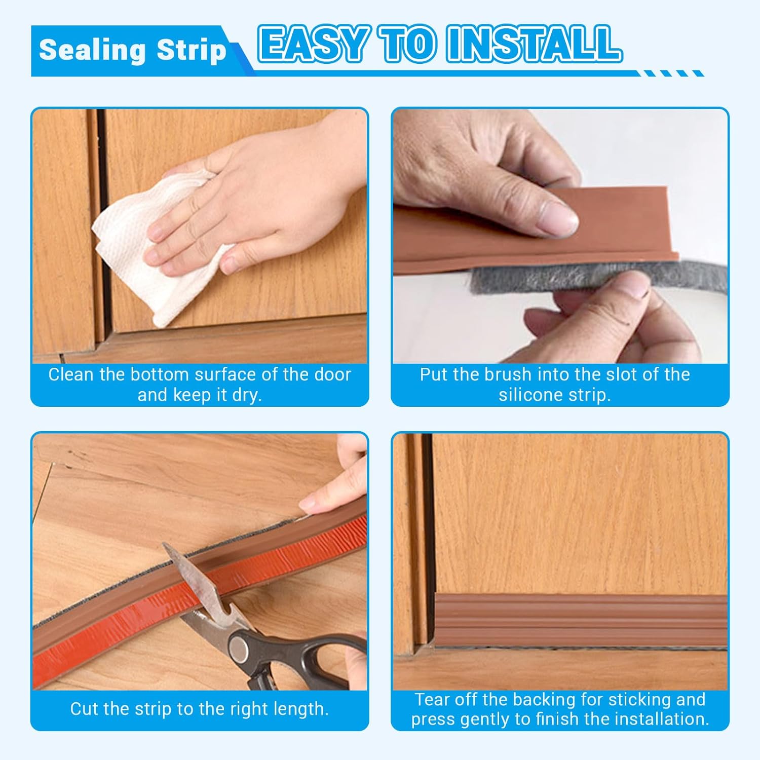 Huakaile 2 Pack Rubber Door Sweep with Brush