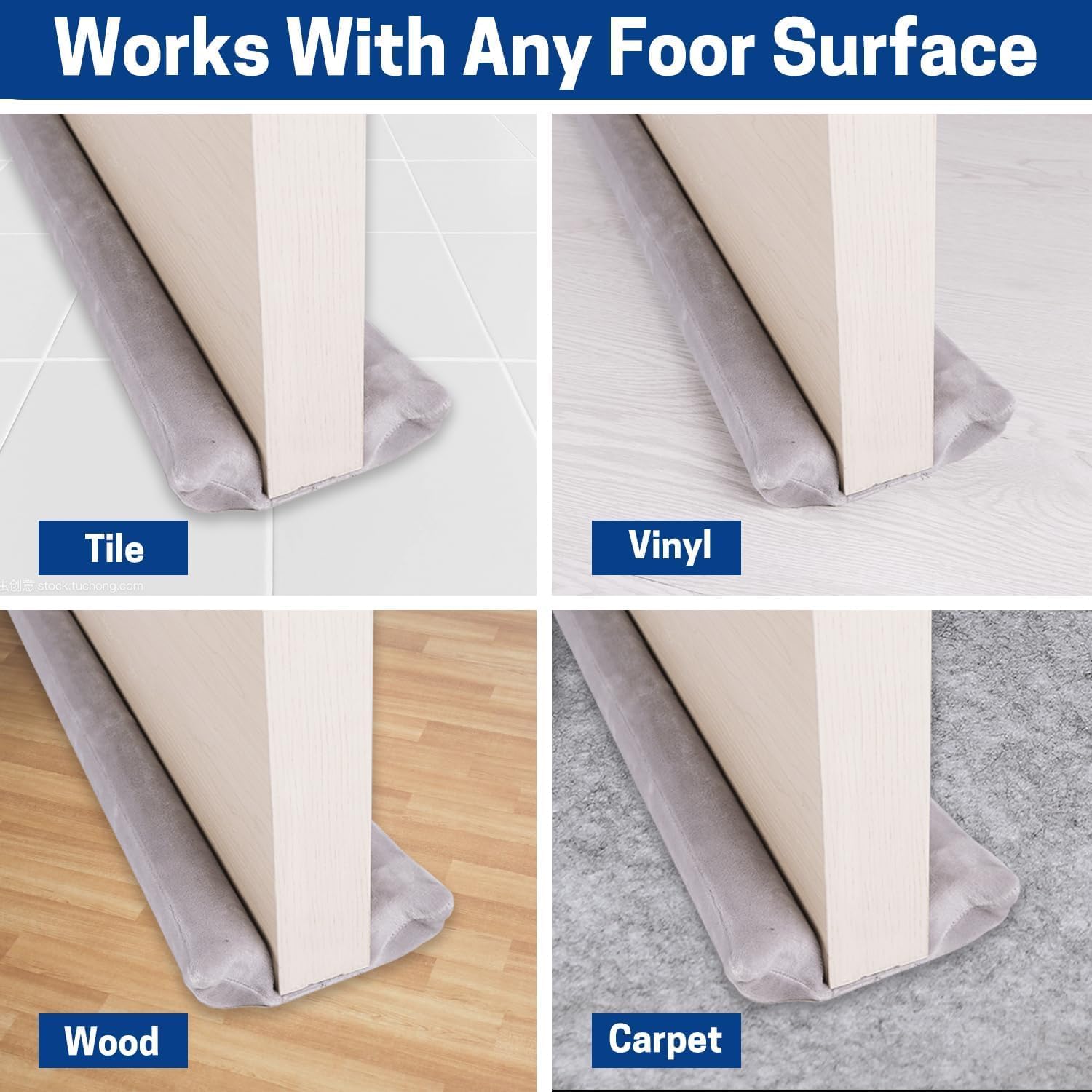 36 Inch Under Door Draft Stopper Adjustable Width 35-36 Machine Washable