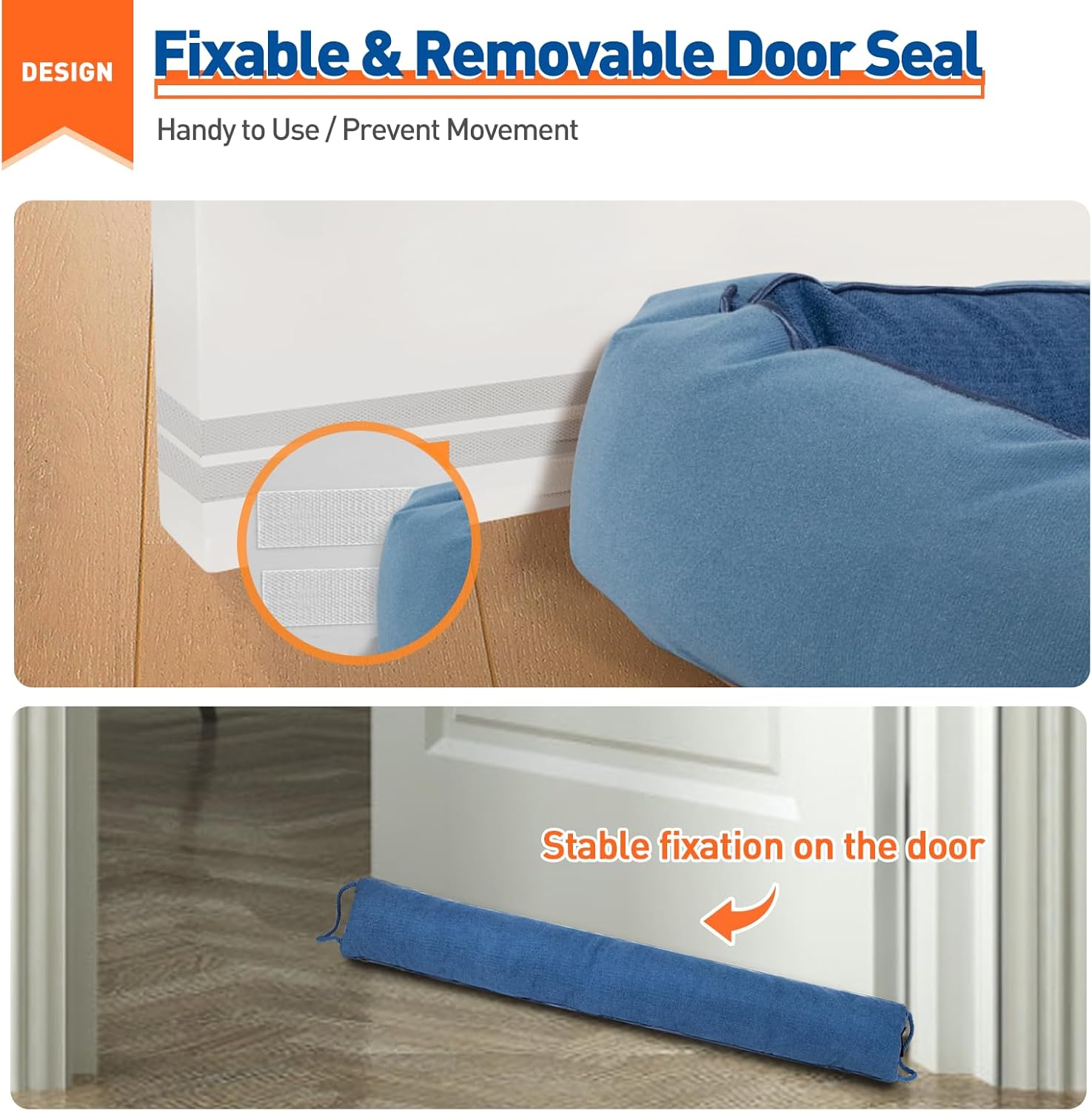 MAGZO Door Draft Stopper 36 Inch Blue Wind Blocker