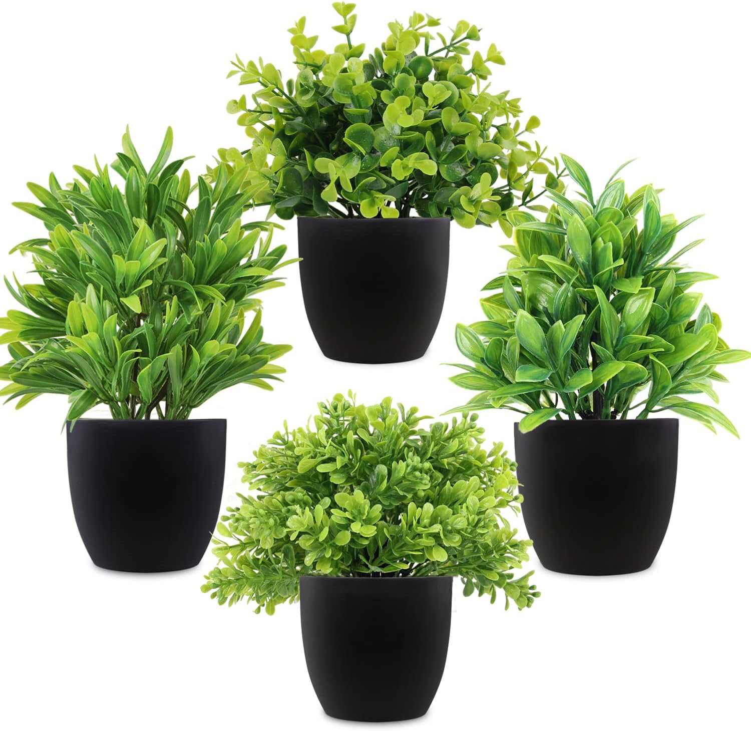 LELEE Artificial Potted Plants 4 Pack Medium Eucalyptus Decorative Grass
