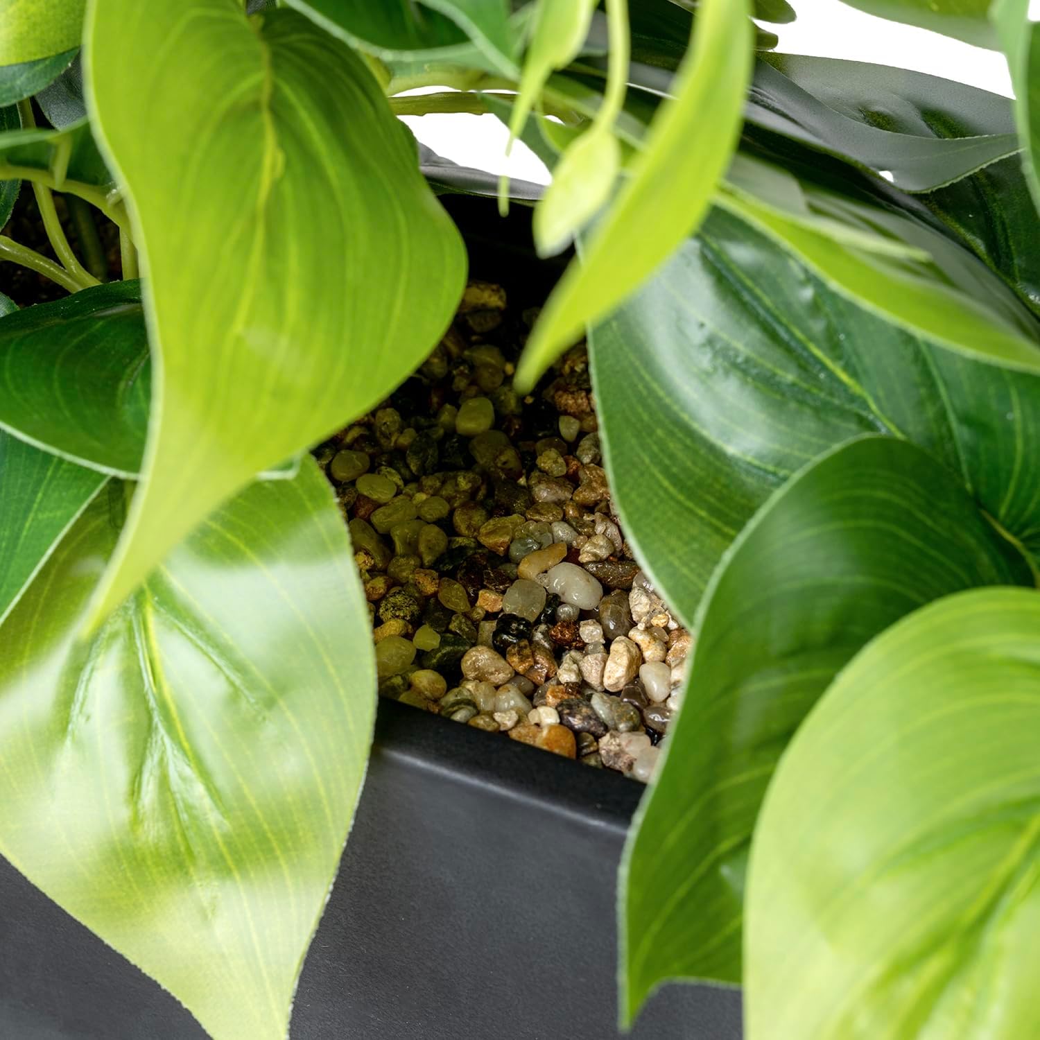 MyGift Artificial Pothos Plant in Black Concrete Planter