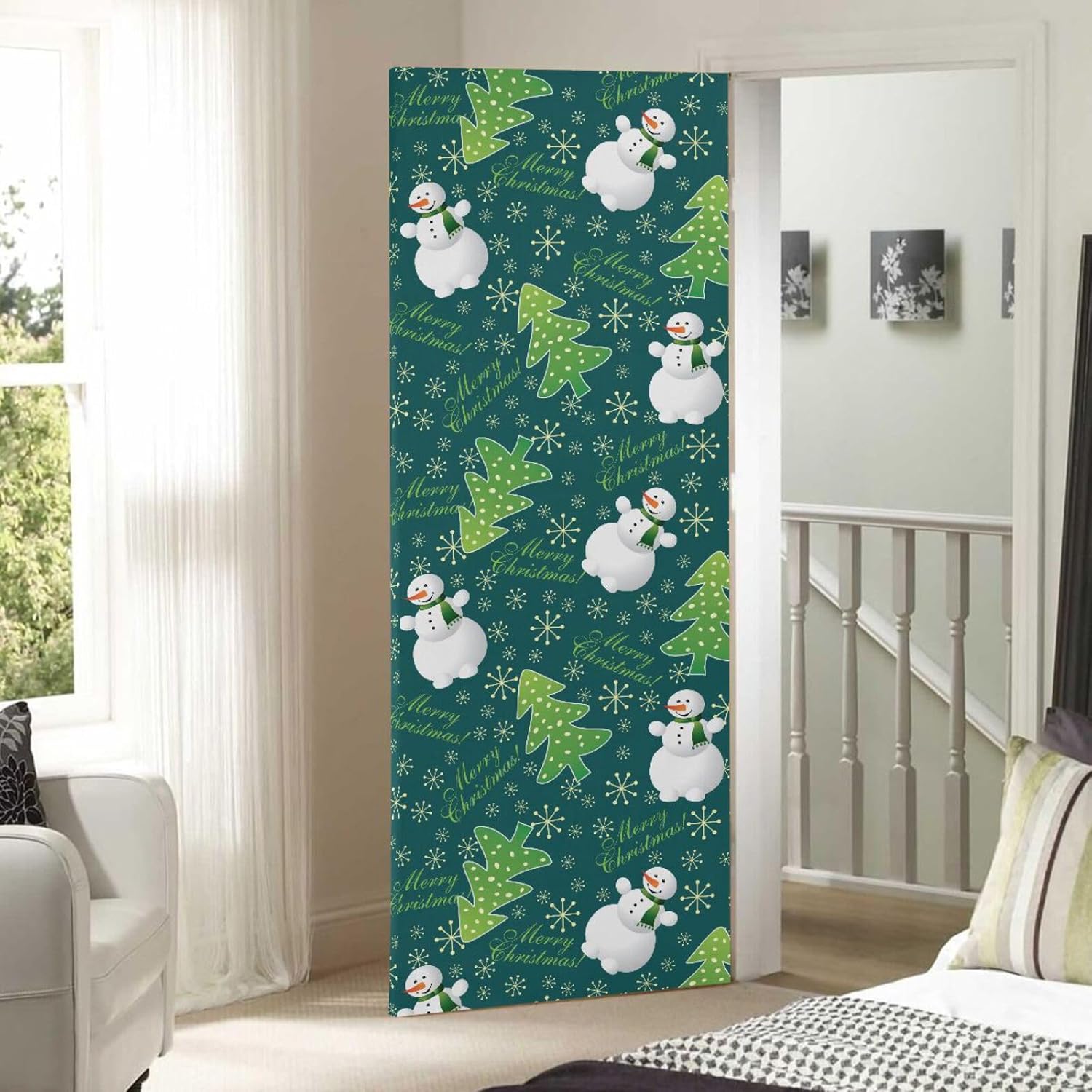 Susiyo Green Christmas Door Cover Decoration 32x79 in