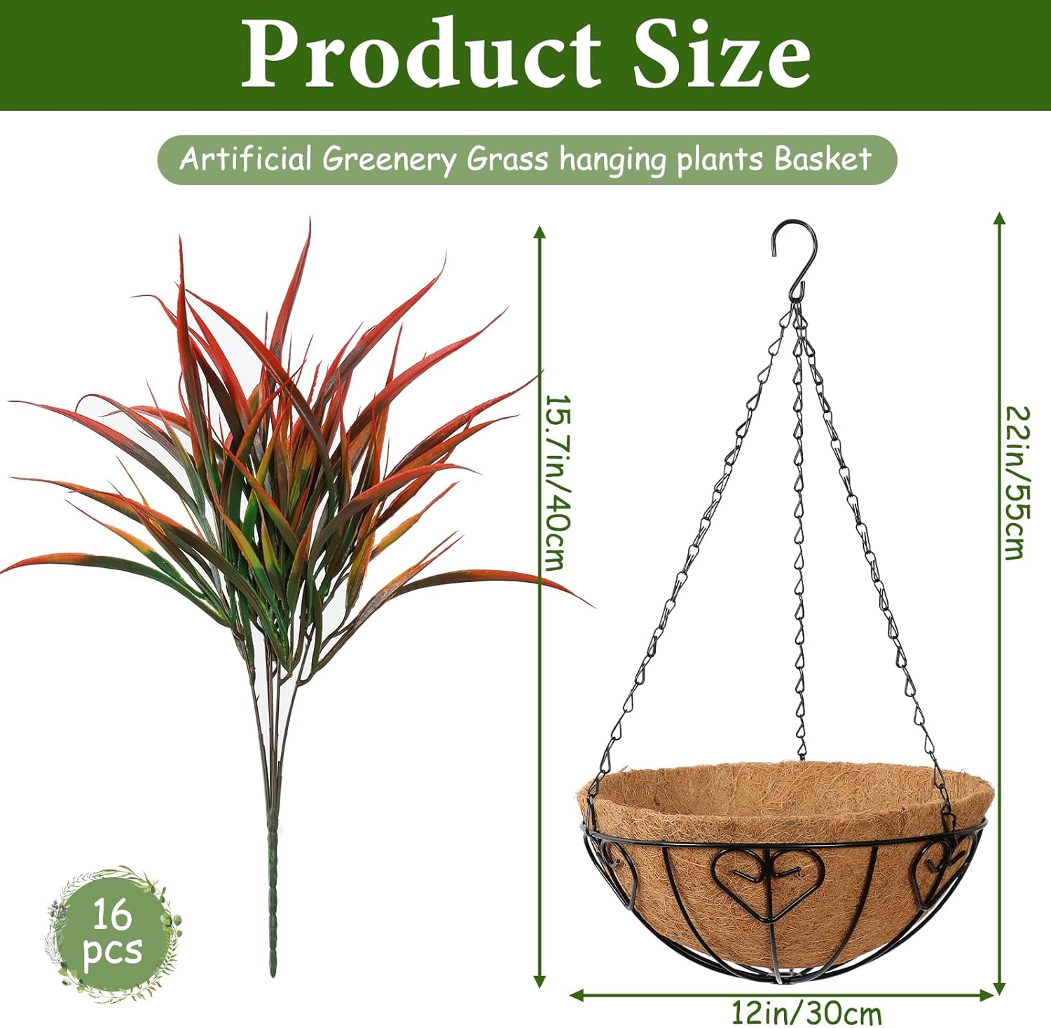 KHOYIME 2 Set Artificial Hanging Plants Basket Decor