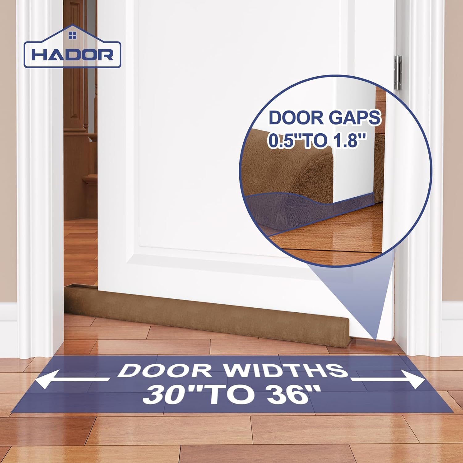 HADOR Door Draft Stopper 36 Inch Brown Double Sided