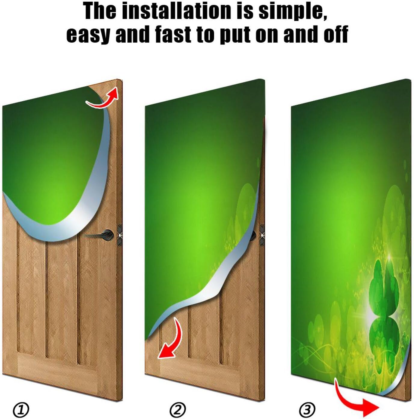 Susiyo Green Clover Leaf Halloween Door Cover 32x79 in