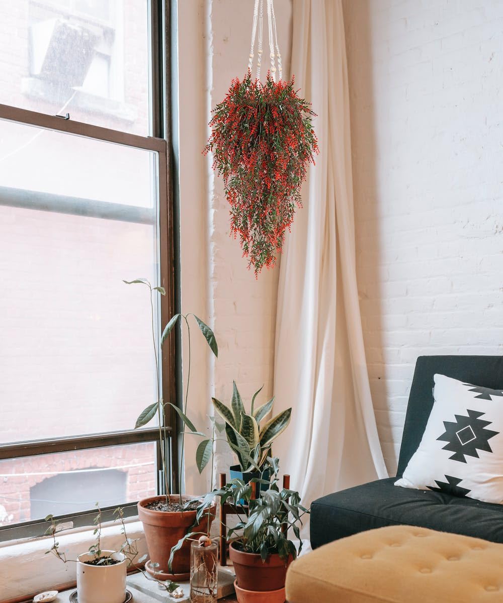 RECUTMS Artificial Lavender Hanging Plant with Pot