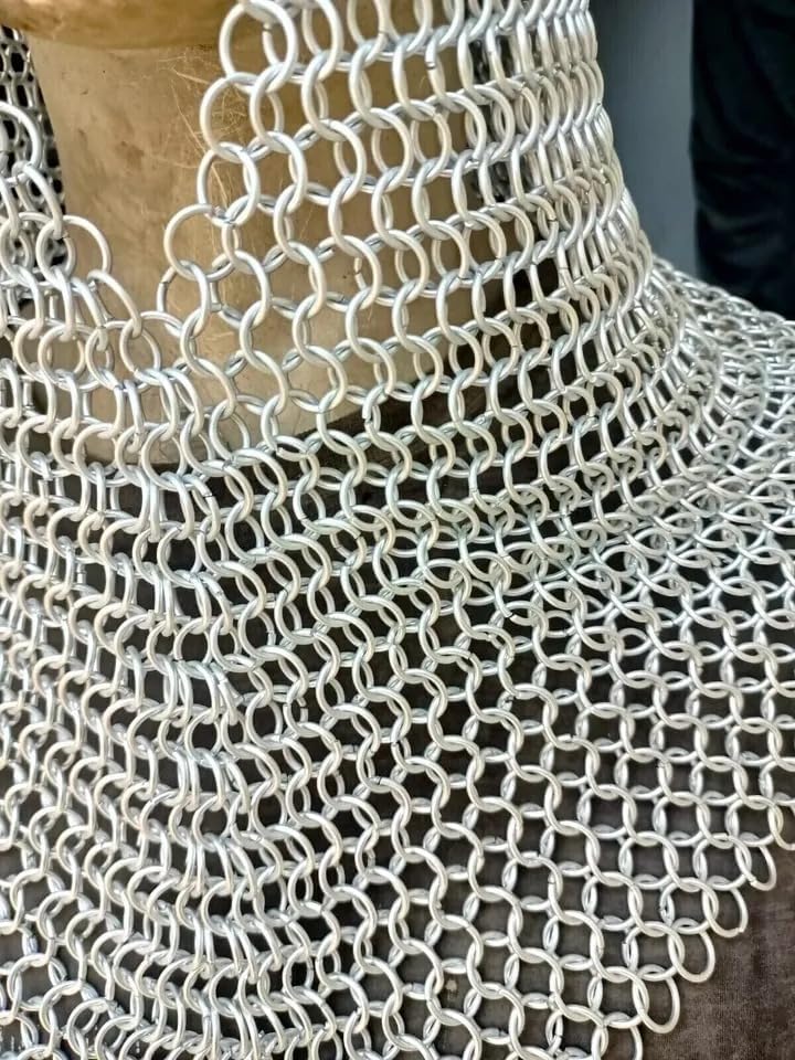 10 mm 16 Gauge Butted Aluminum Chain Mail Hood Coif Silver