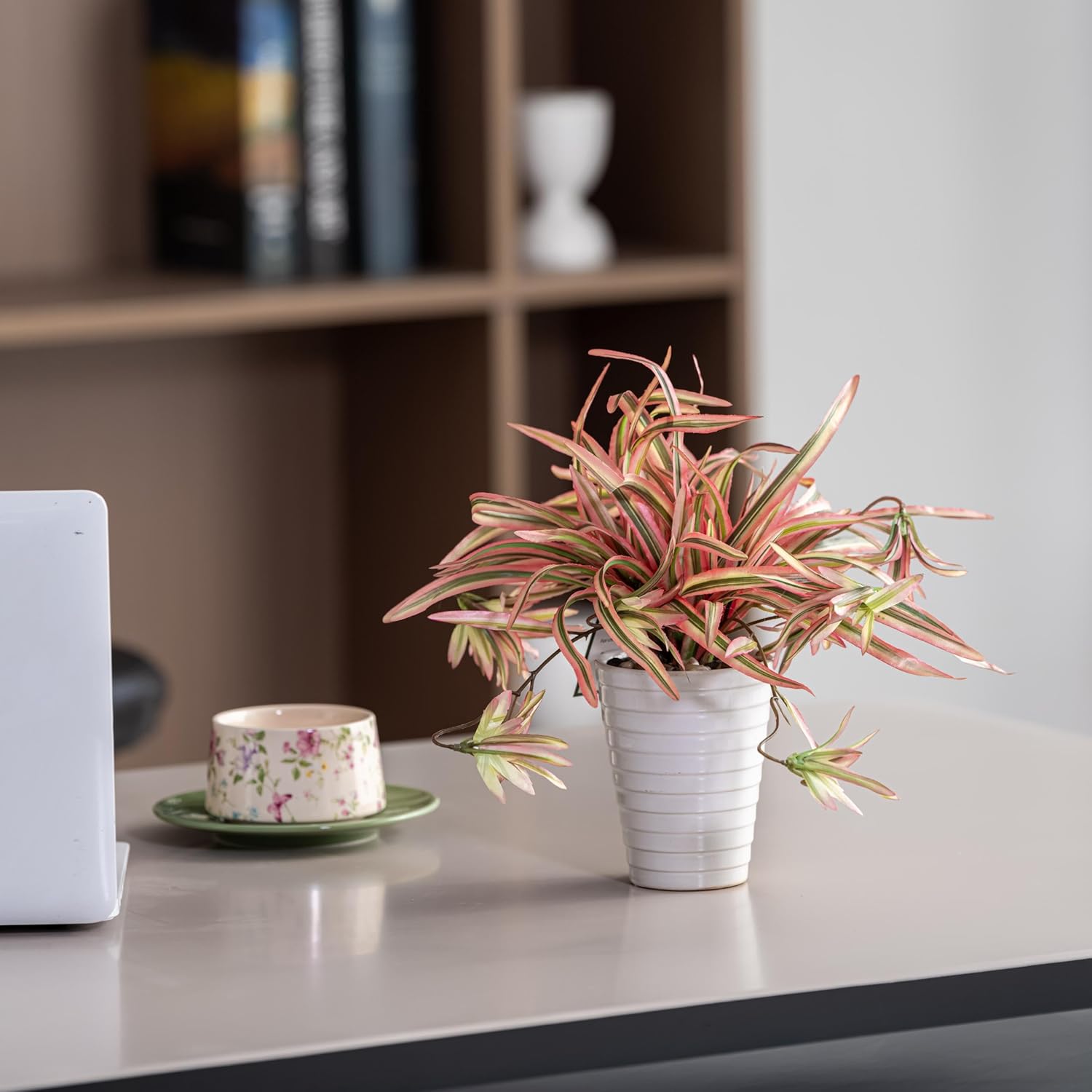 Faux Hanging Spider Plant in Pot for Indoor Decor