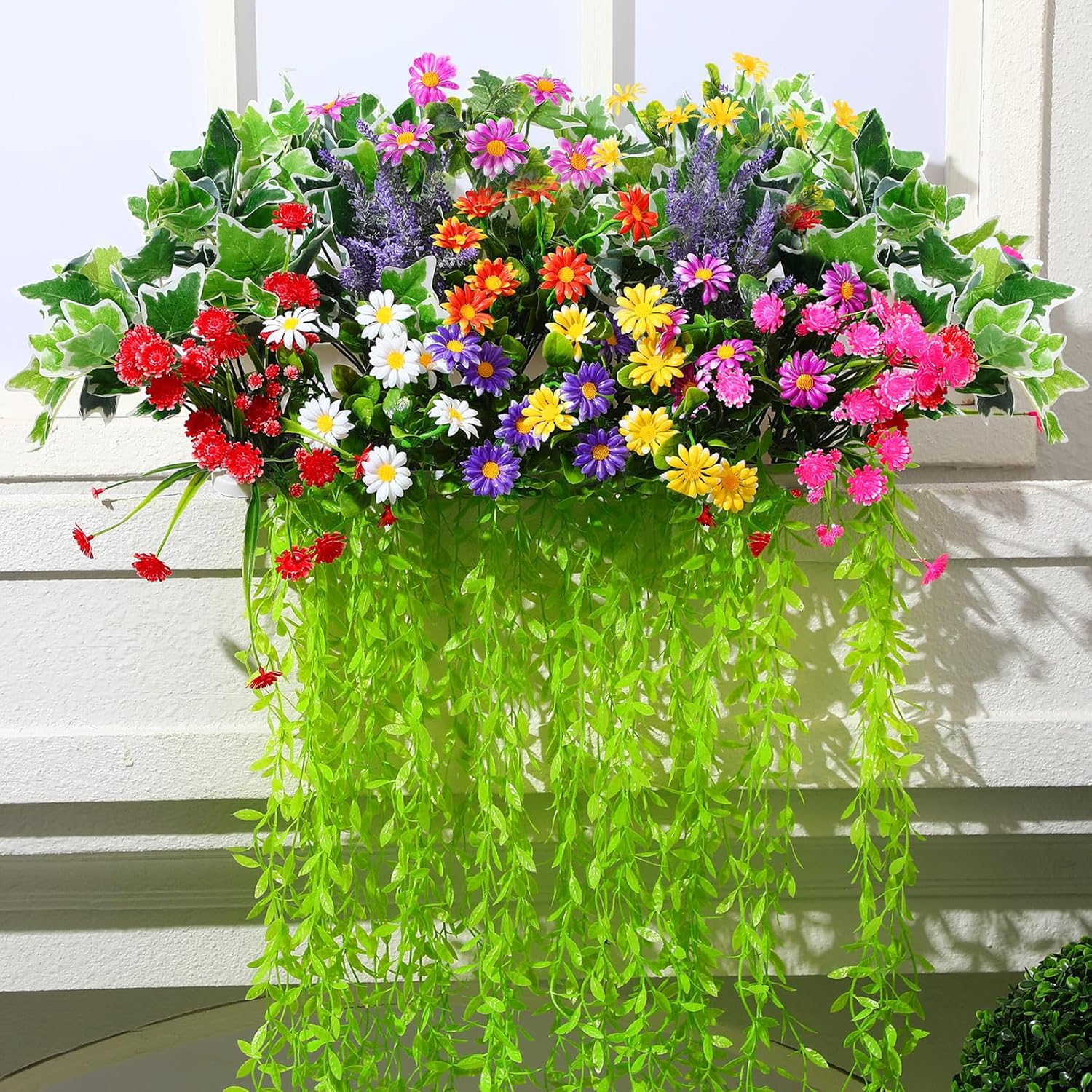 24 Pcs UV Resistant Artificial Plants for Outdoor Decor