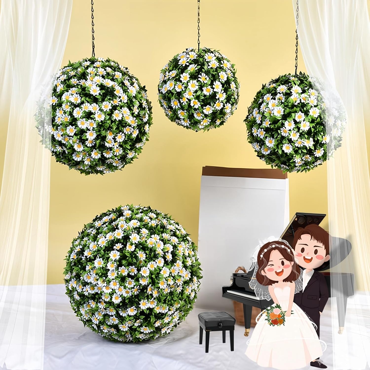 ROKIE Artificial Topiary Ball - Large Boxwood Greenery Sphere for Outdoor Use