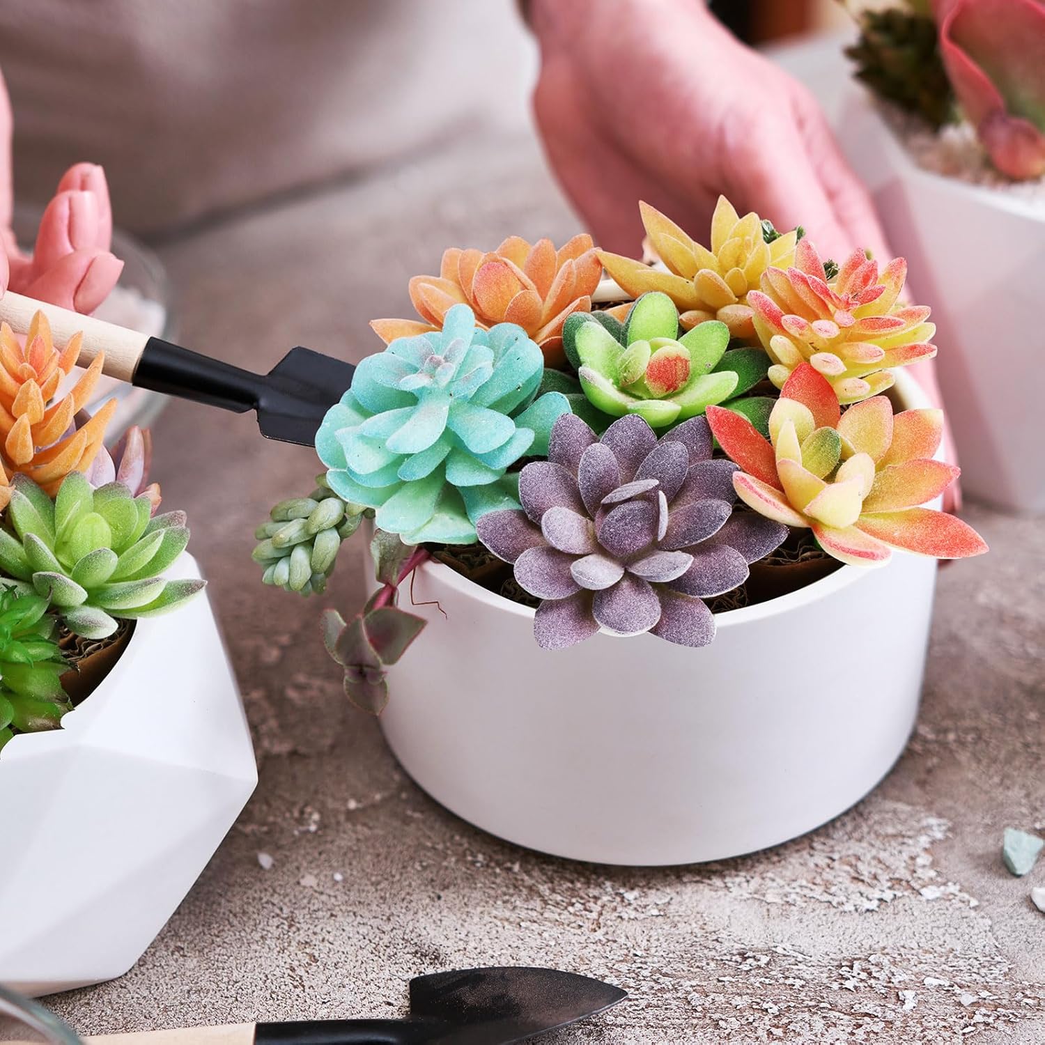 Tigeen 80 Pcs Artificial Plastic Succulents
