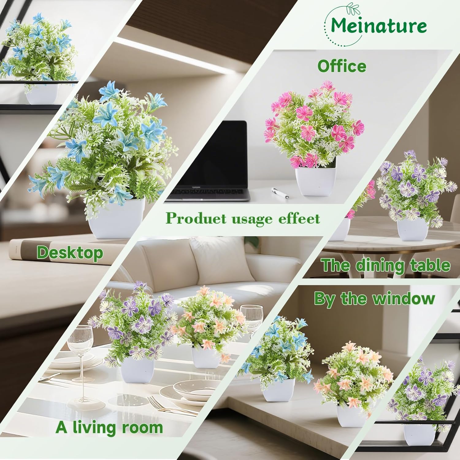4-Pack Small Artificial Plants with Realistic Flowers
