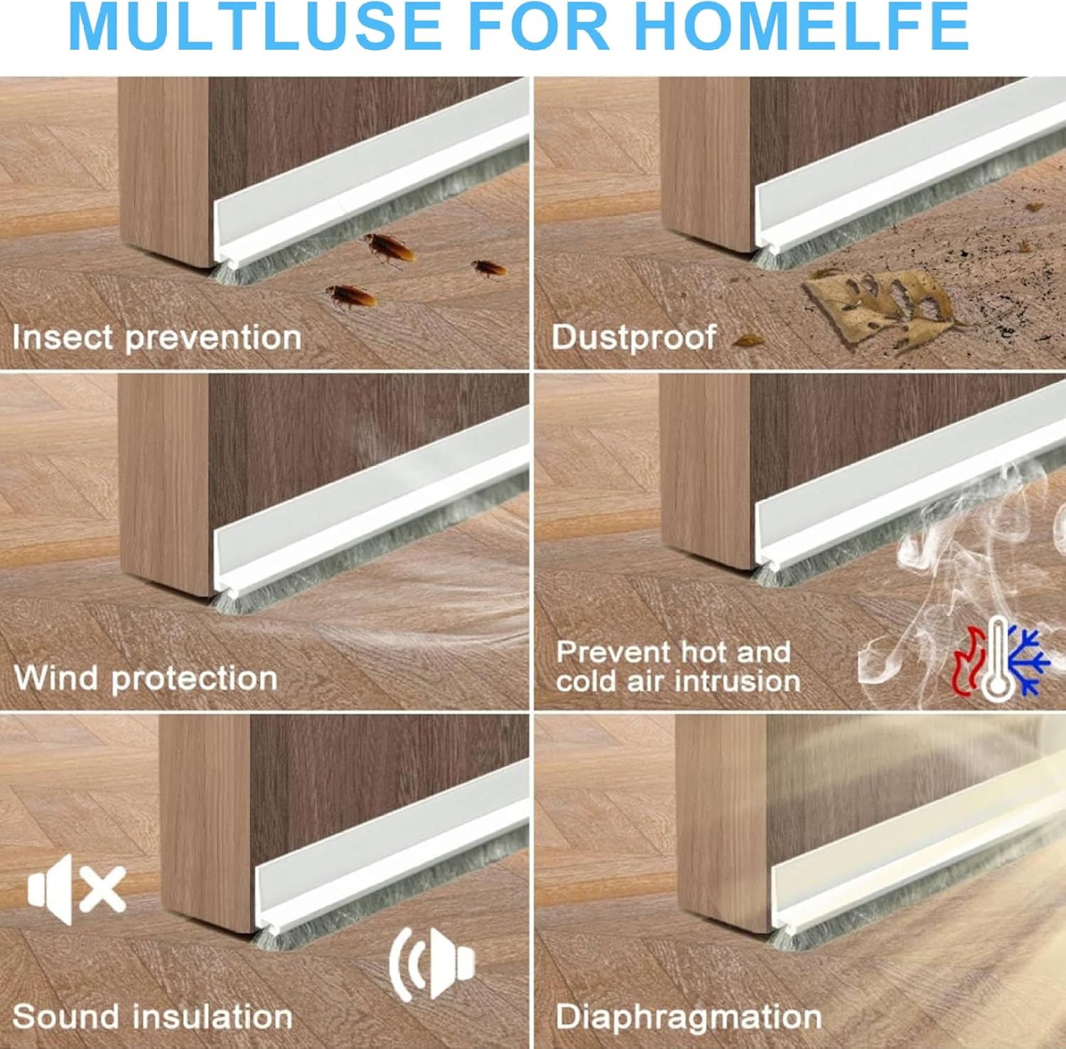 Door Draft Stopper L with Brush White 39421inch