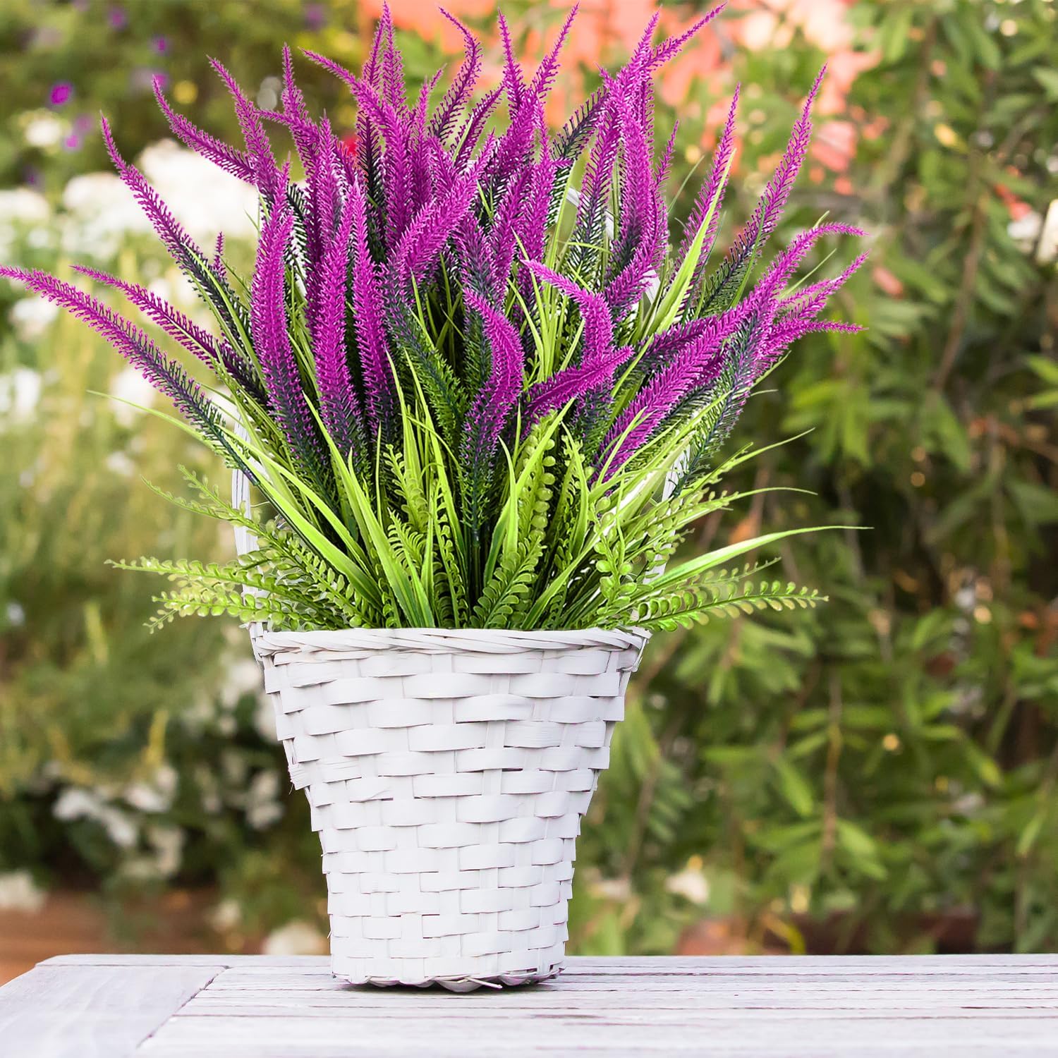 SAREAL Artificial Plants - 10 Bundles Faux Bead Grass Greenery UV Resistant Weatherproof Red