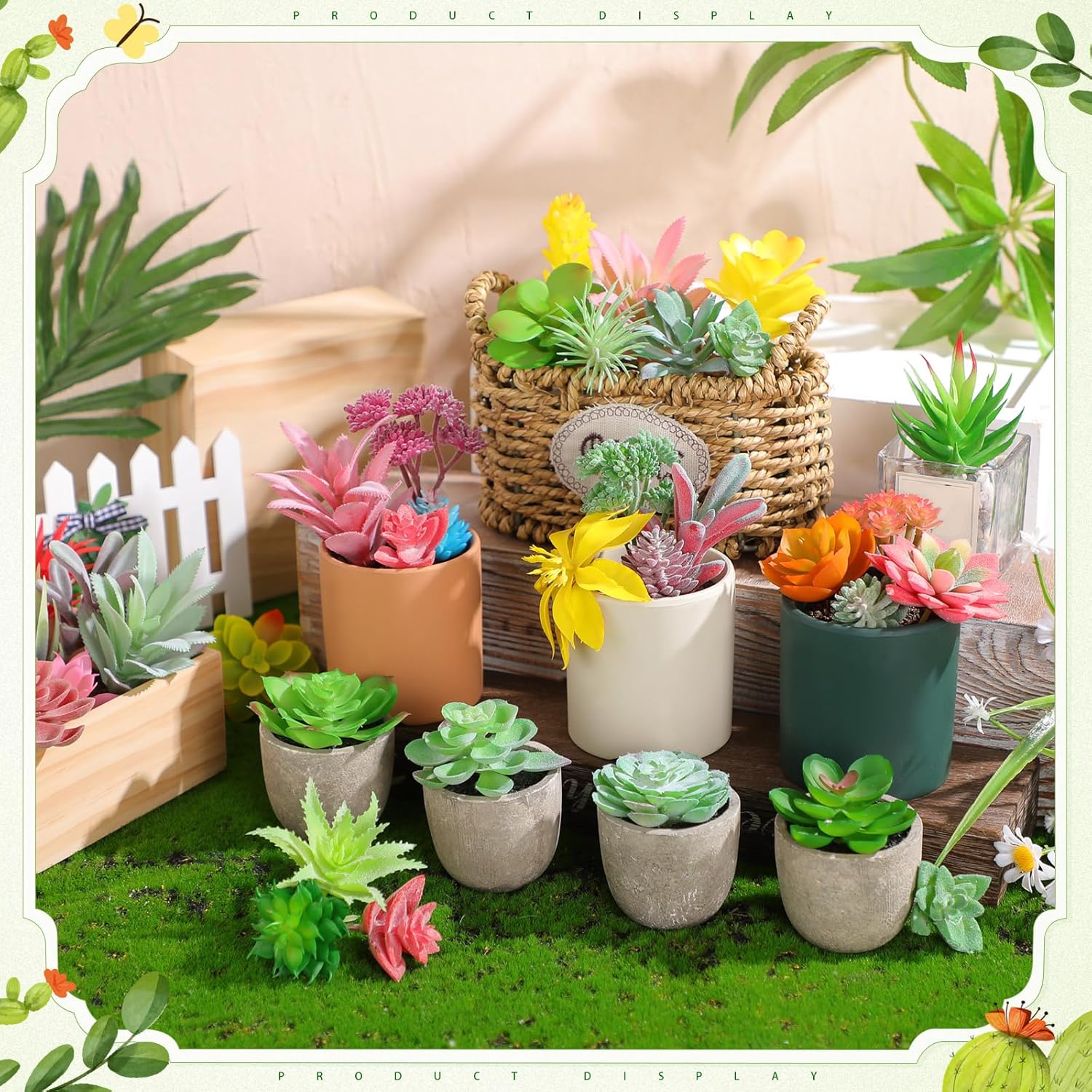 WILLBOND 100 Pcs Artificial Succulent Plants Bulk Decoration Set