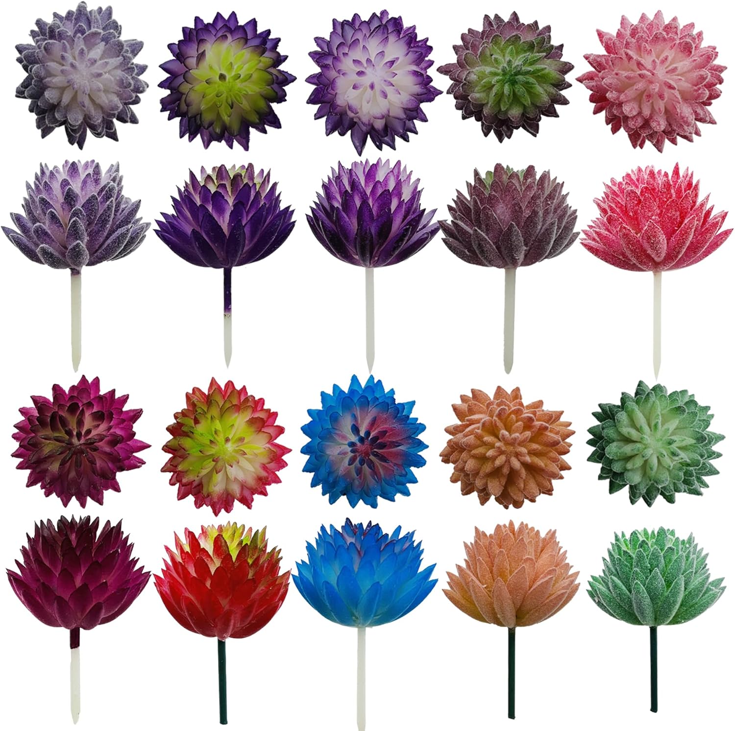 Cayway 10 Pcs Artificial Succulent Plants Mixed Color Picks for Indoor and Outdoor Decor