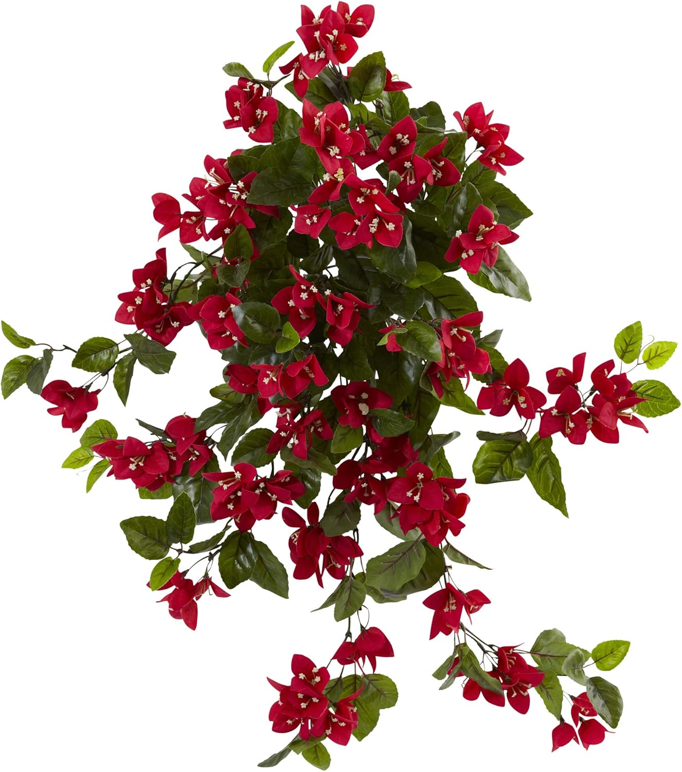 Nearly Natural 28 Inch Bougainvillea Hanging Bush Artificial Set of 2 UV Resistant