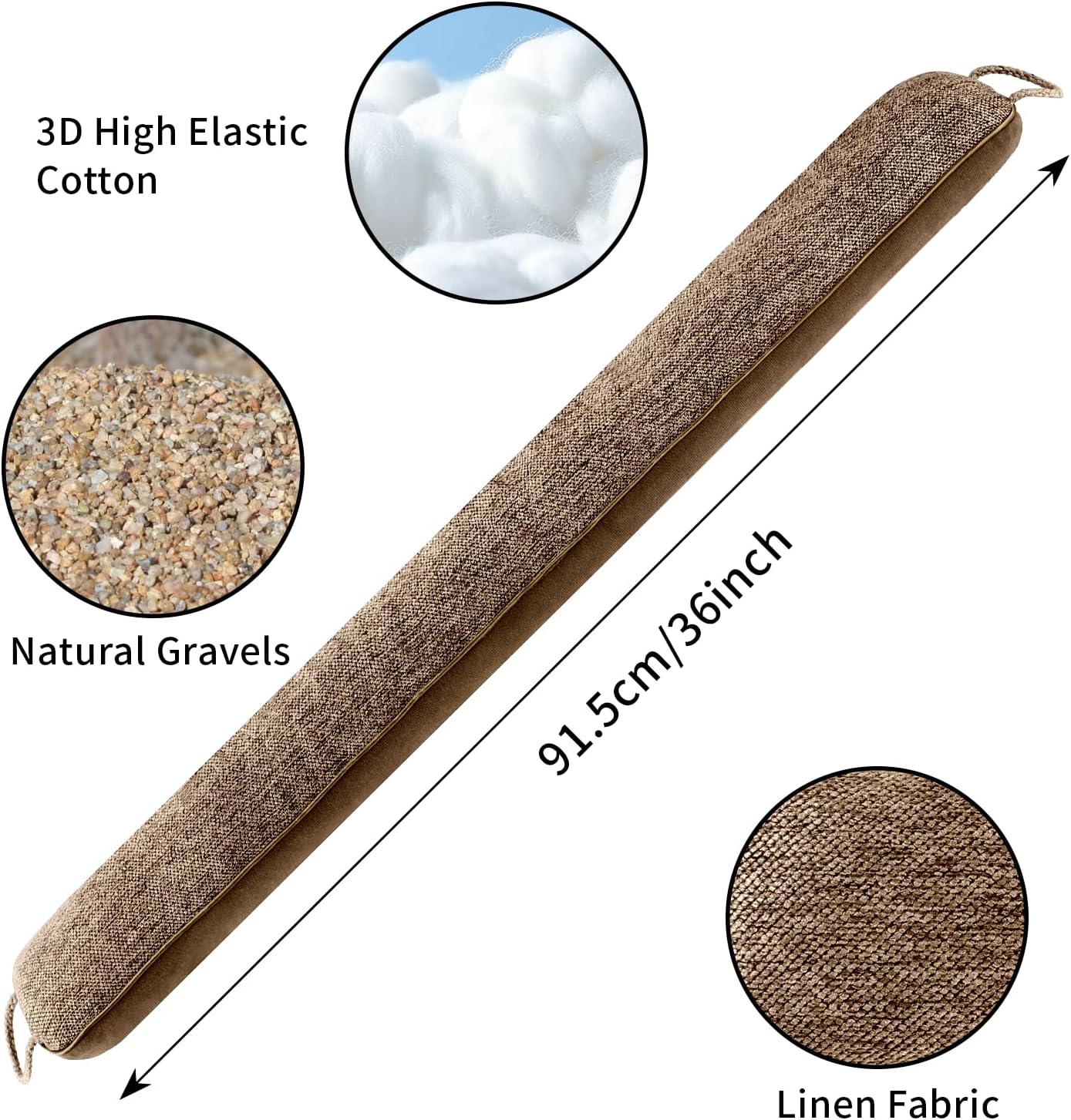 36 Inch Weighted Door Draft Stopper Heavy Under Door Noise Blocker Brown