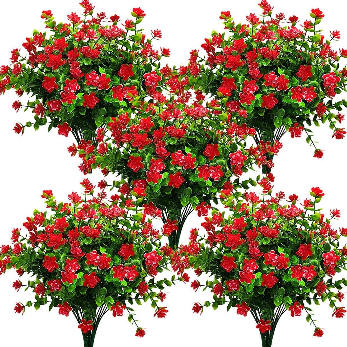 6 Bundles Artificial Flowers for Outdoor Decoration
