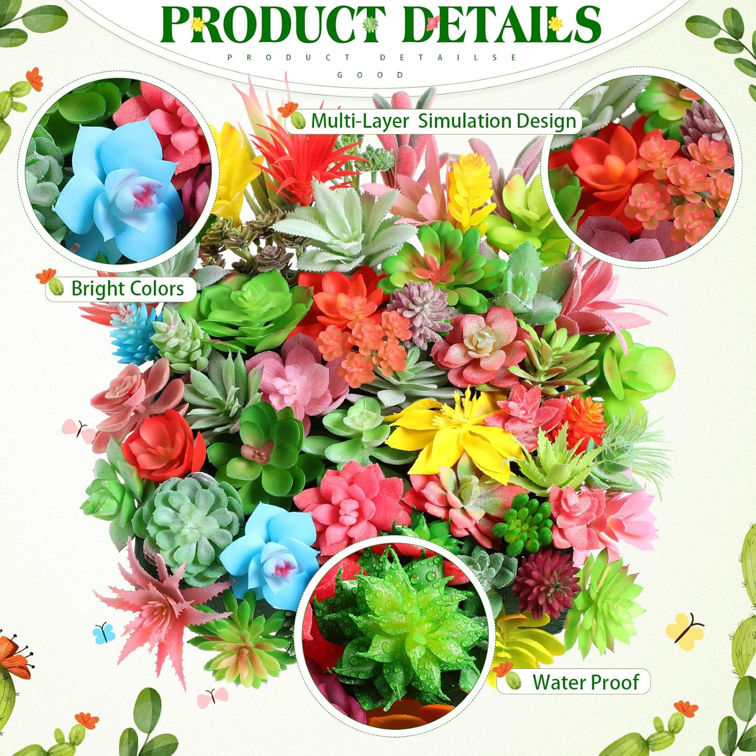 WILLBOND 100 Pcs Artificial Succulent Plants Bulk Decoration Set