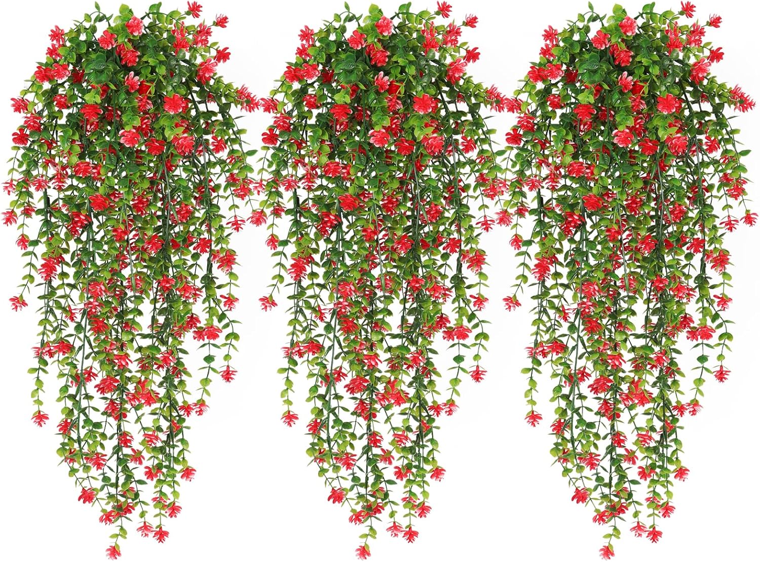 RECUTMS Artificial Hanging Plants Set of 3 Red