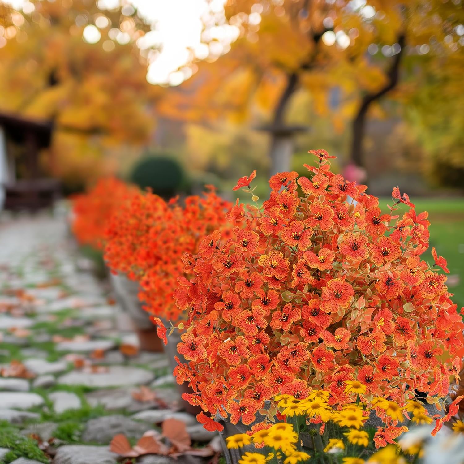 Set of 2 Artificial Fall Topiary Balls for Outdoor Decor