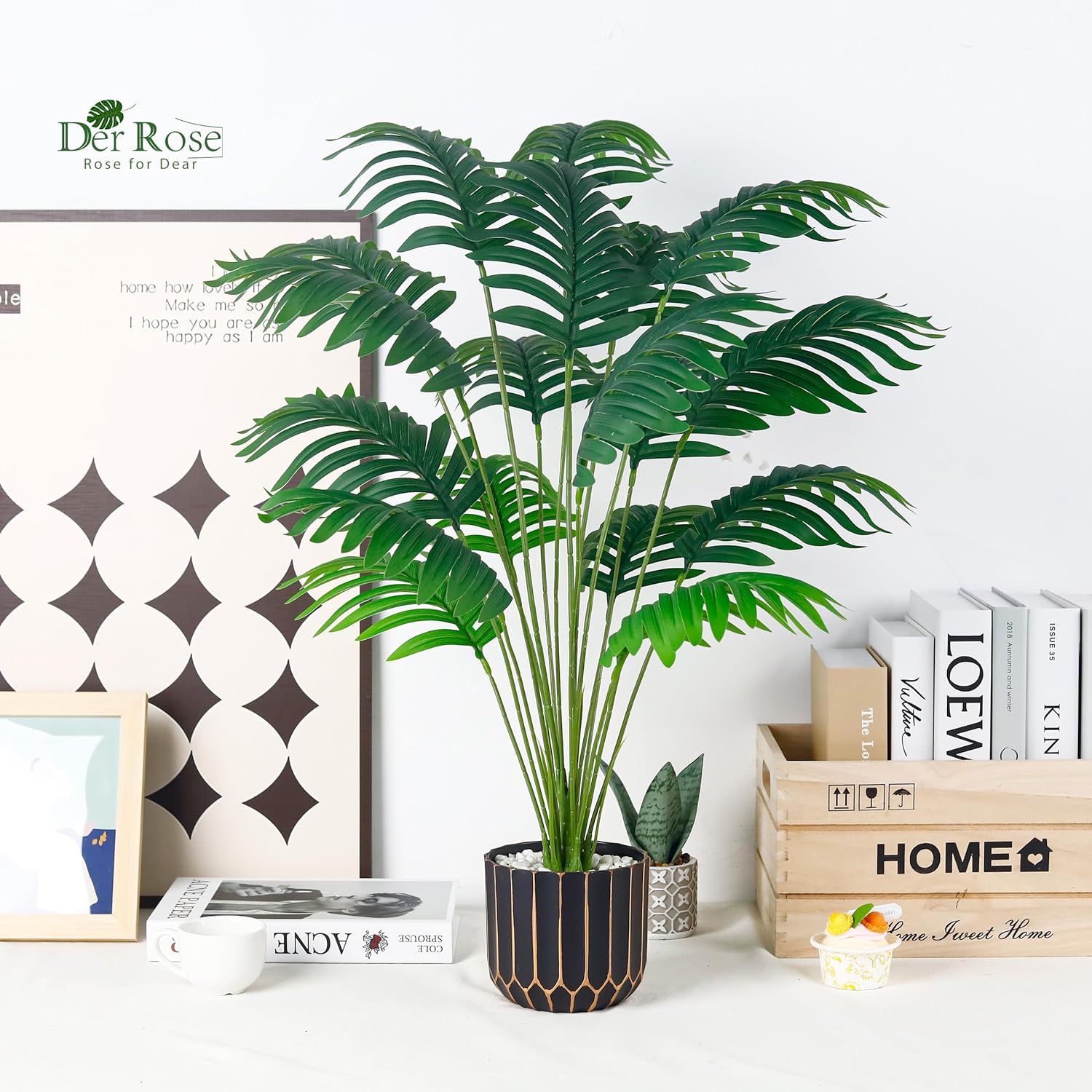 Der Rose 28 Inch Fake Palm Tree Artificial Plants for Home Office Decor