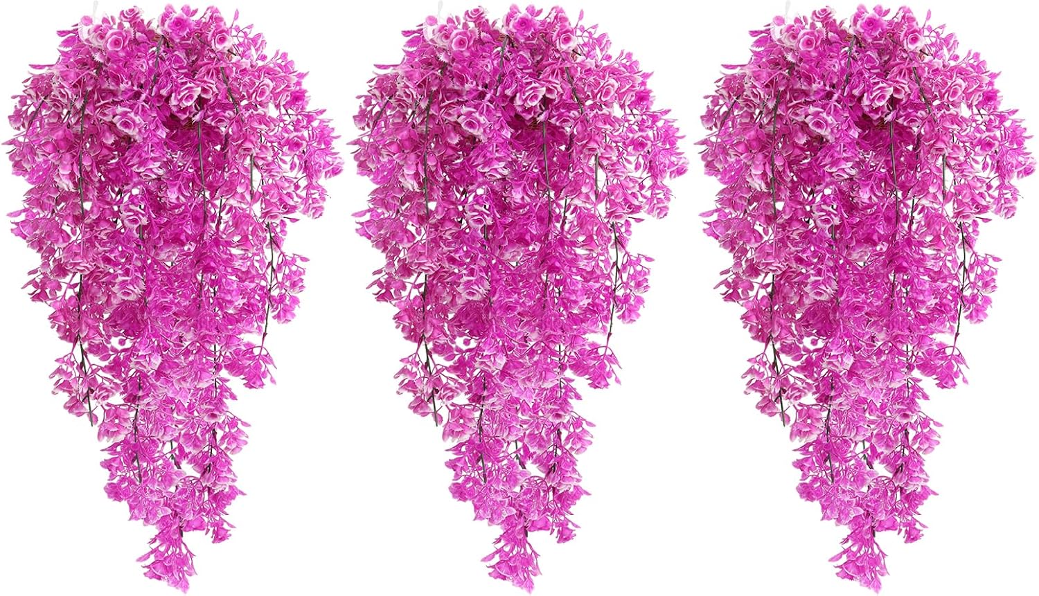 3Pcs Artificial Hanging Rose Plants 295 in UV Resistant for Home Indoor Outdoor Decor Wedding Party