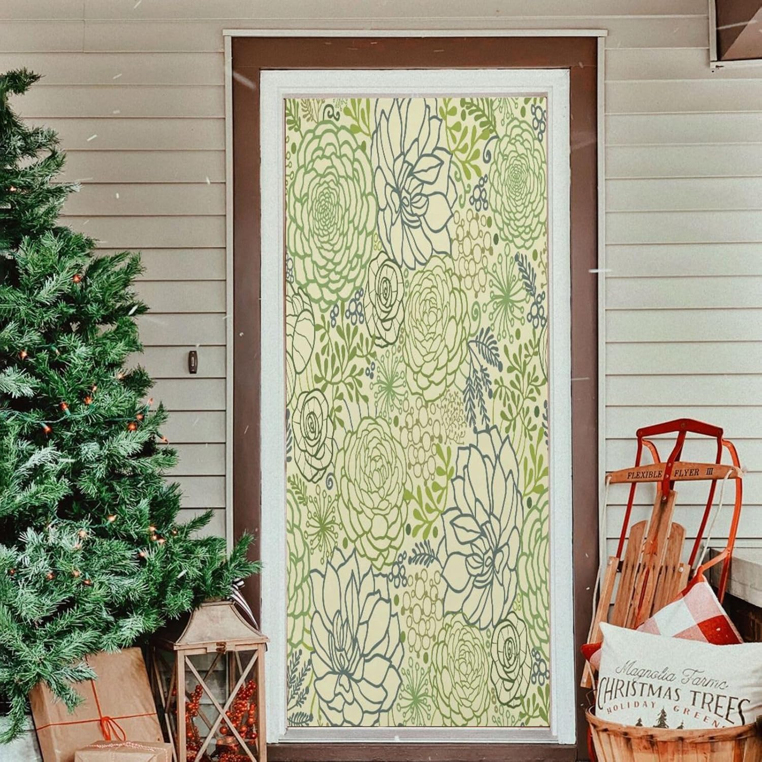 Susiyo Lotus Yellow Halloween Door Cover Stretch Fabric for Home Party Decor