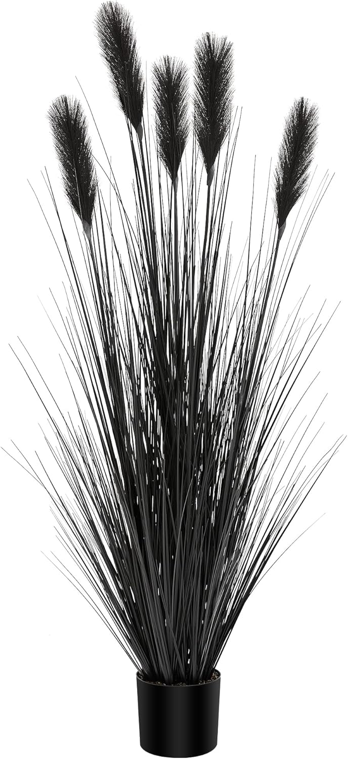 KOL 5ft Black Feather Reed Artificial Grass Plant