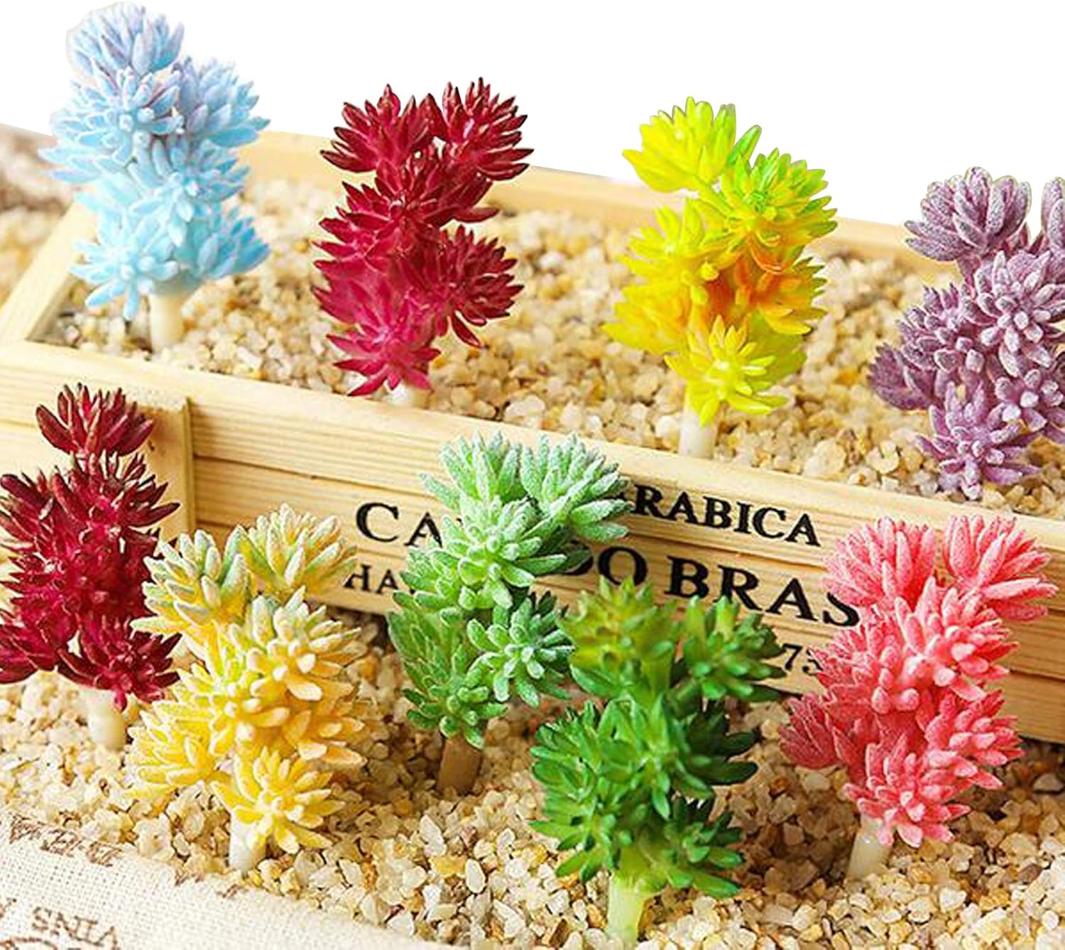 Cayway 21PCS Multicolor Plastic Succulent Plants 3 Styles Indoor Outdoor Decor