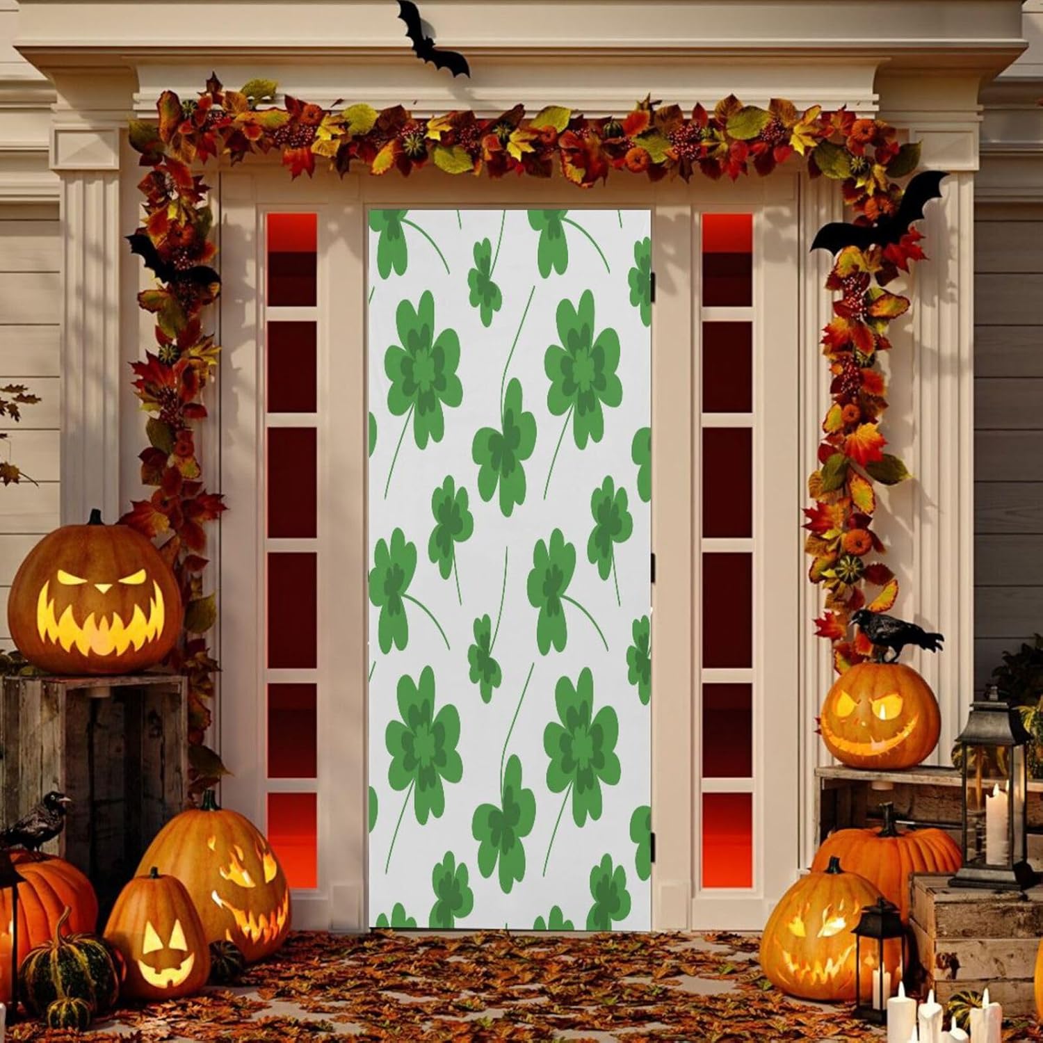 Susiyo Clover Pattern Door Cover for Halloween Decor 32x79 in