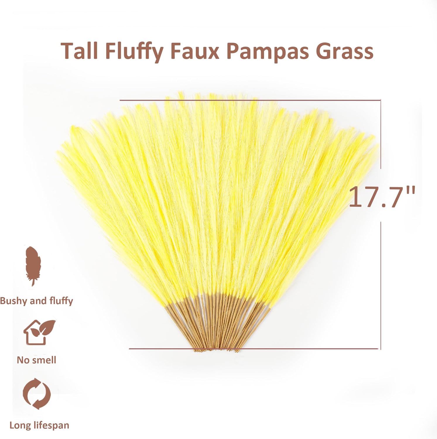 Light Yellow Faux Pampas Grass Decor 30 PCS 17 Inch