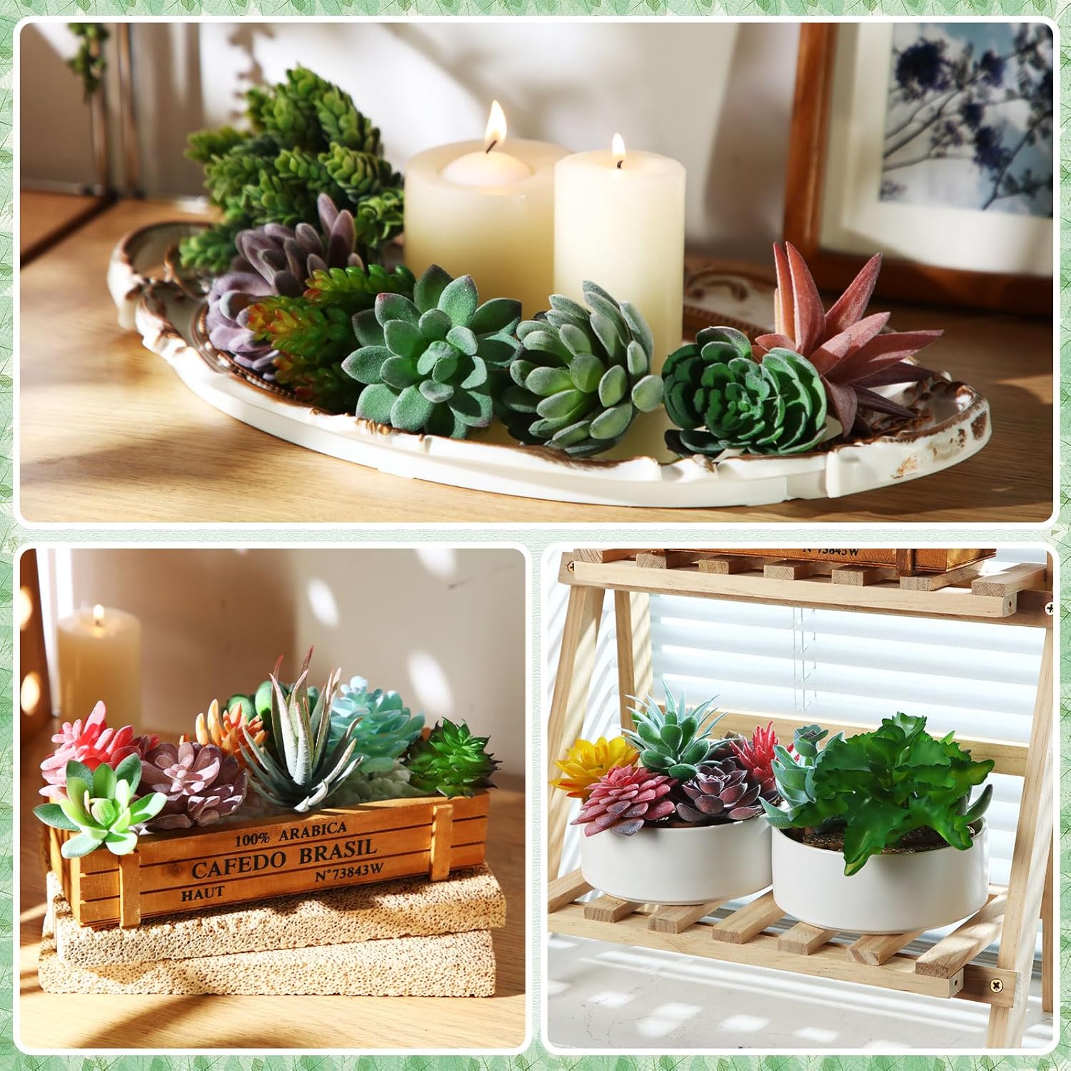 Tigeen 80 Pcs Artificial Plastic Succulents